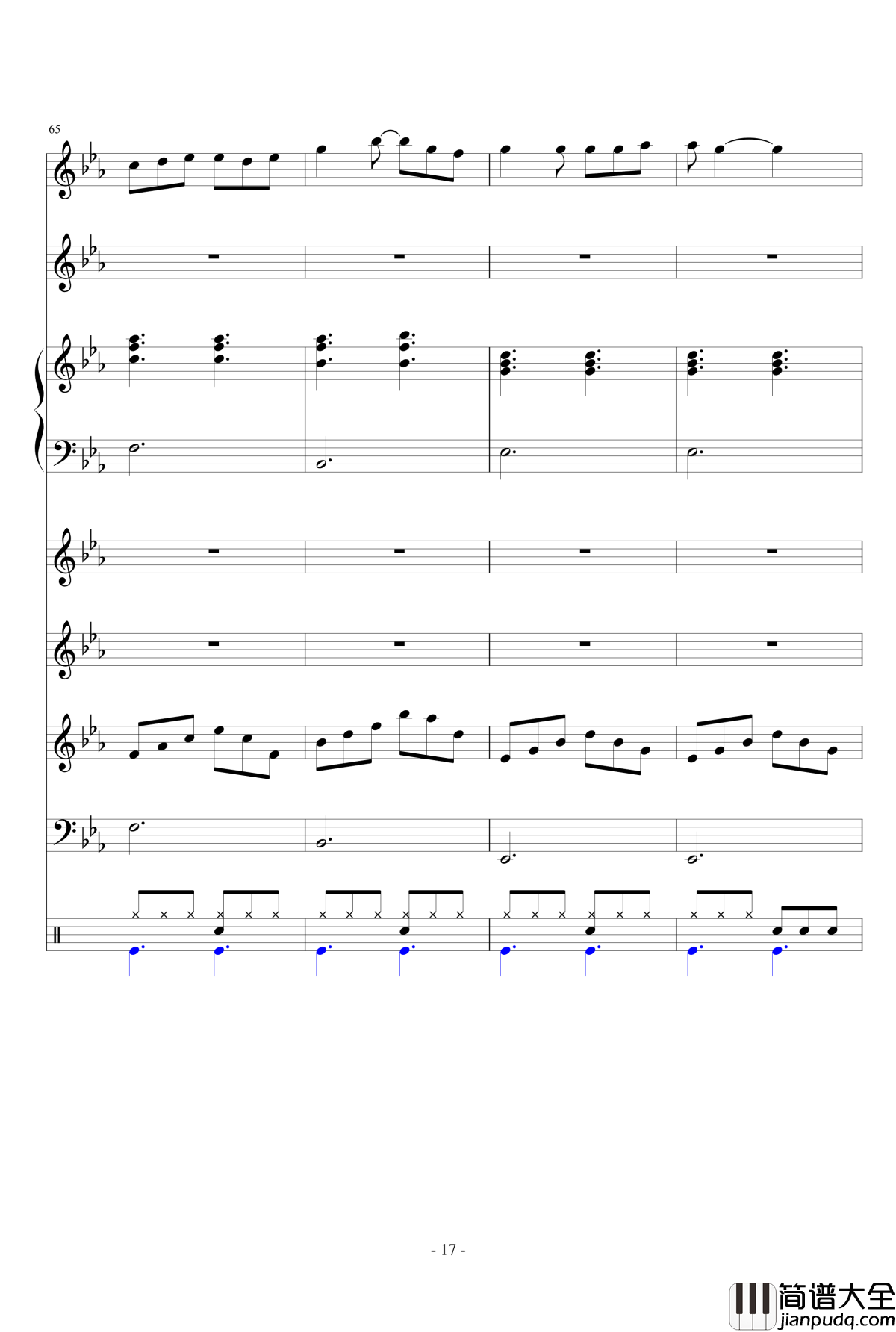 走在冷风中钢琴谱_乐队总谱_刘思涵