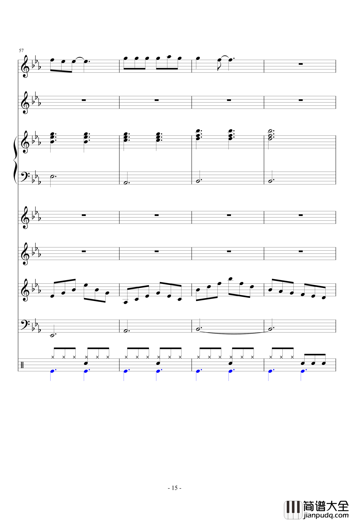 走在冷风中钢琴谱_乐队总谱_刘思涵