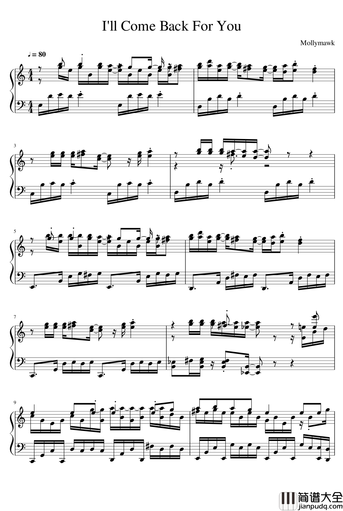 ll_Come_Back_For_You钢琴谱_I&amp;apos;_Mollymawk
