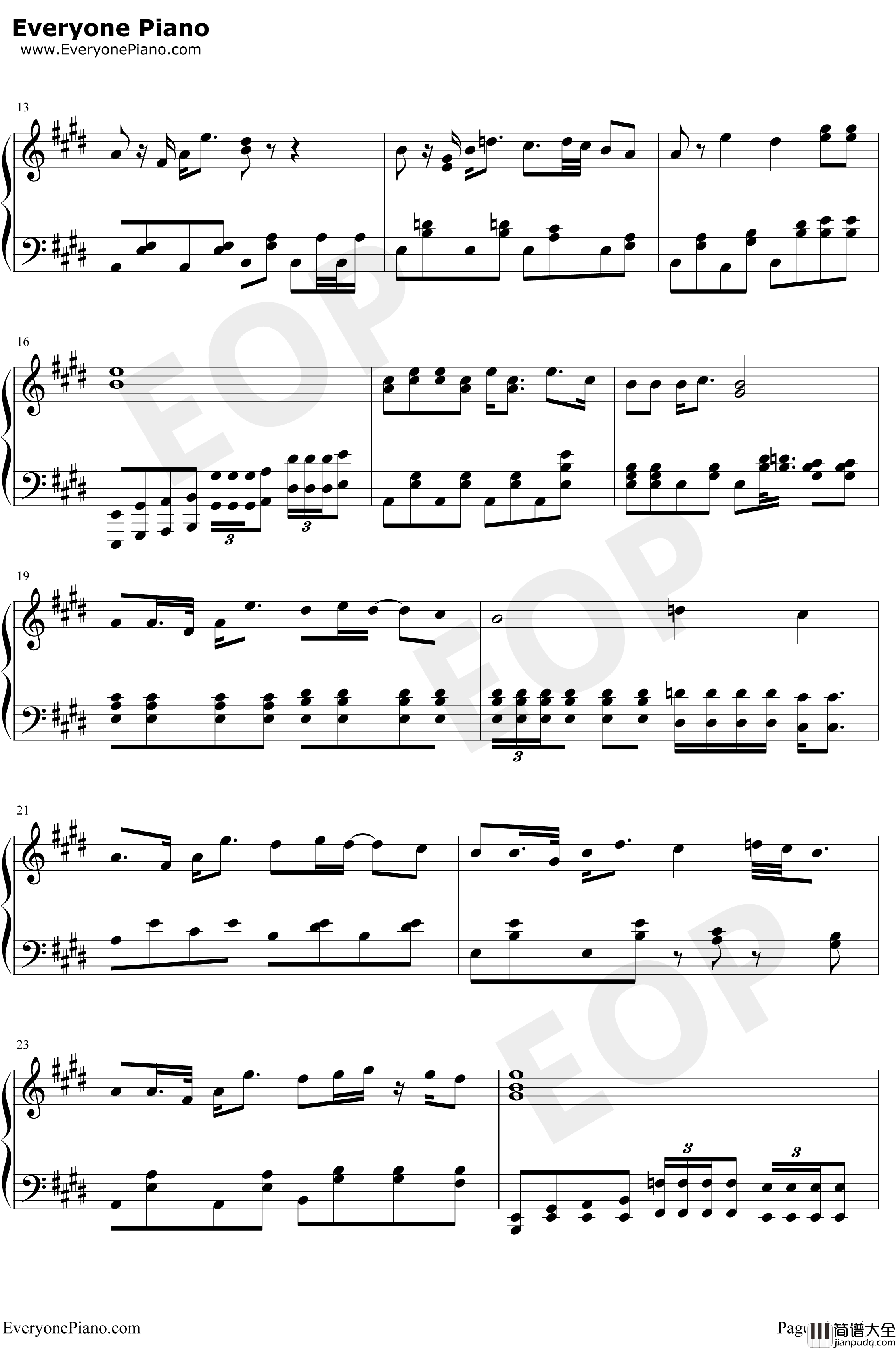 海芋恋钢琴谱_萧敬腾