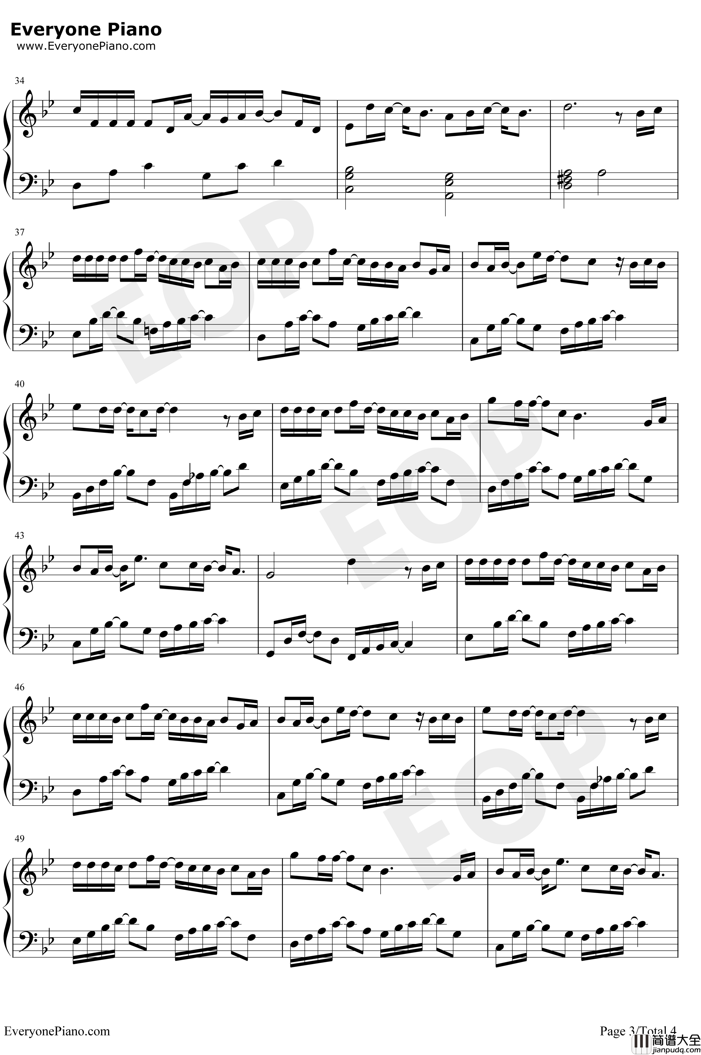 来不及说再见钢琴谱_艾辰_你已转身走远