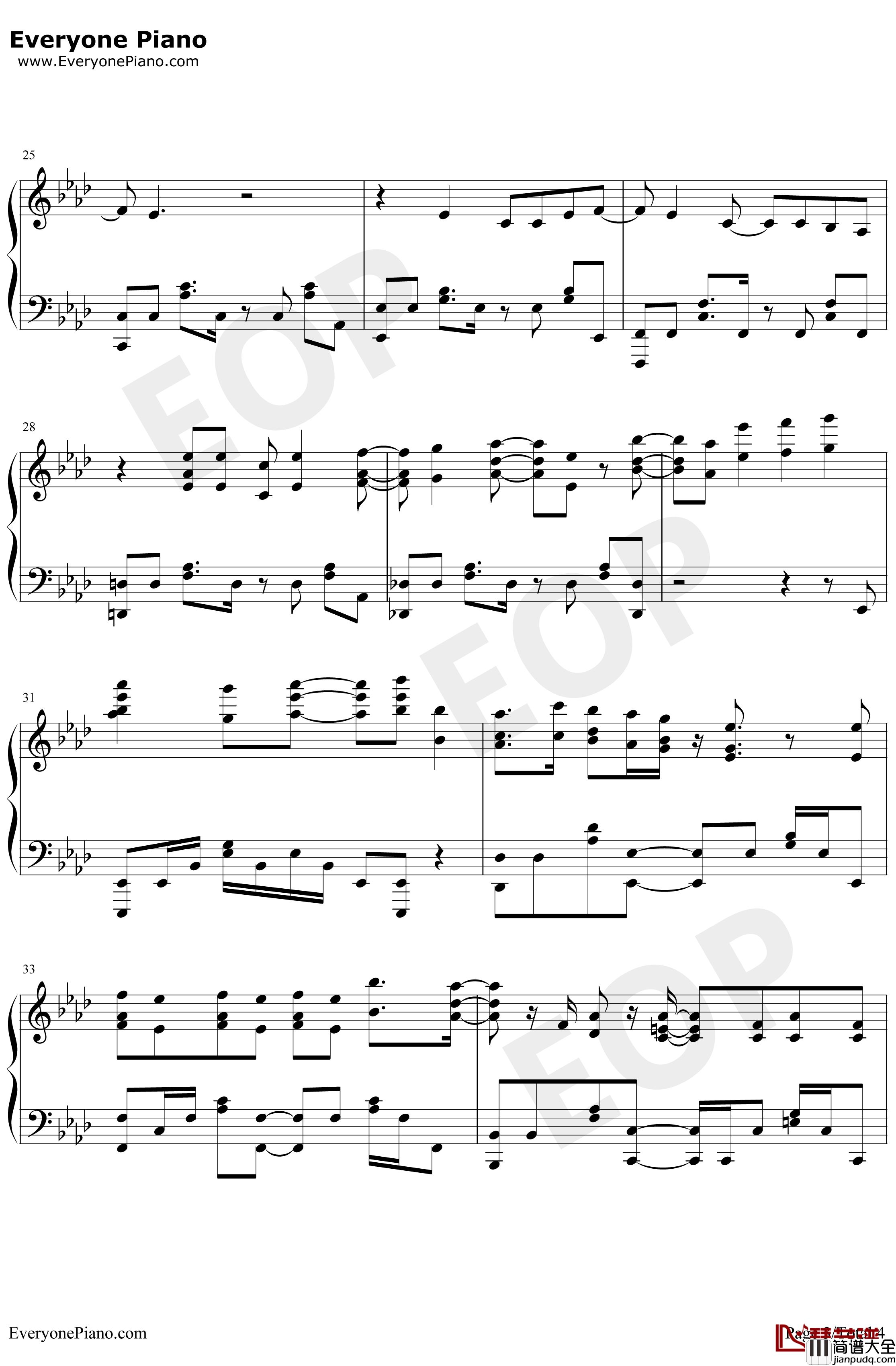 わがまま钢琴谱_泷川亚理沙_家有女友ED