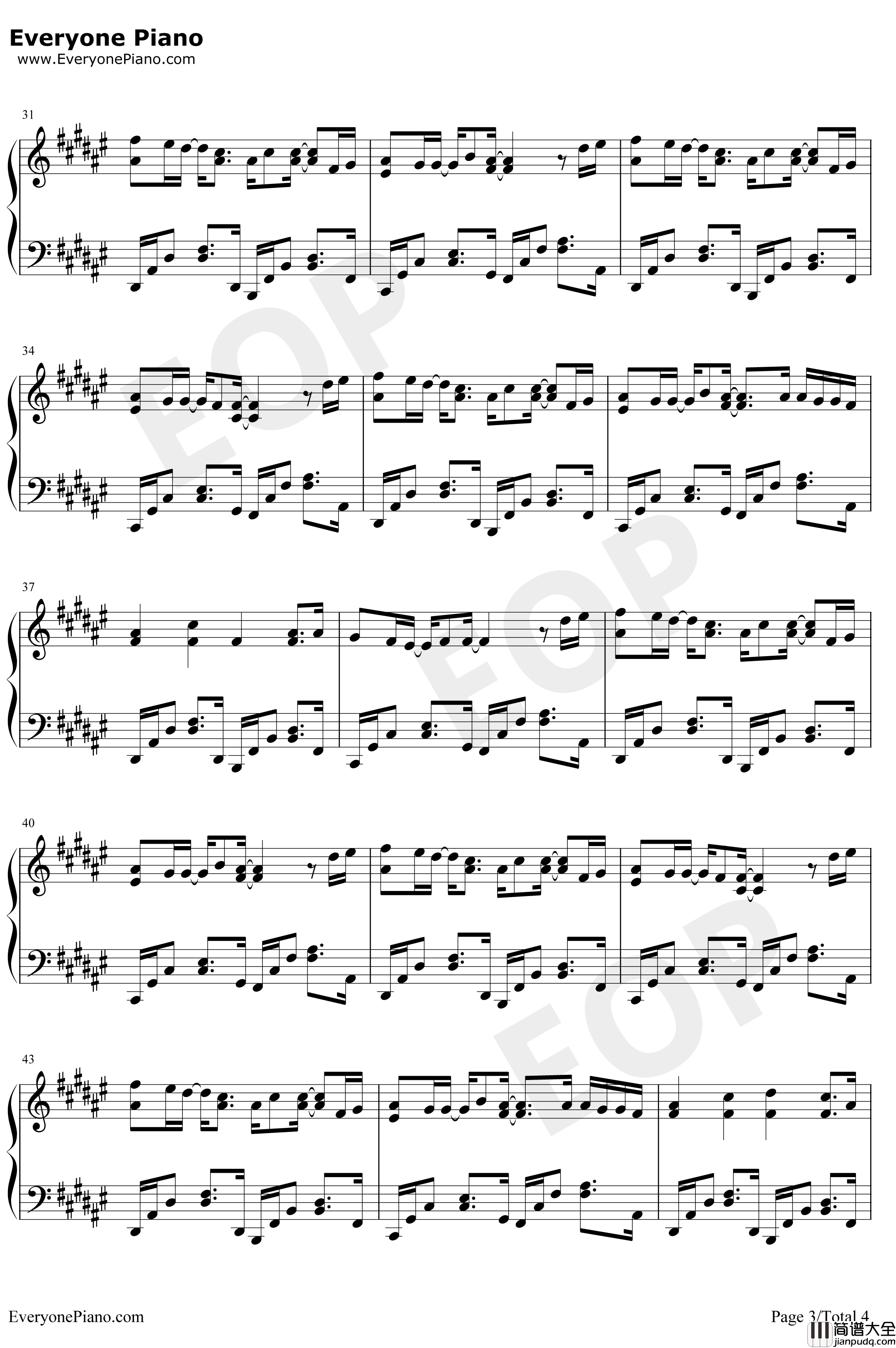 静悄悄钢琴谱_大泫_世界突然变得好安静只剩心跳的声音