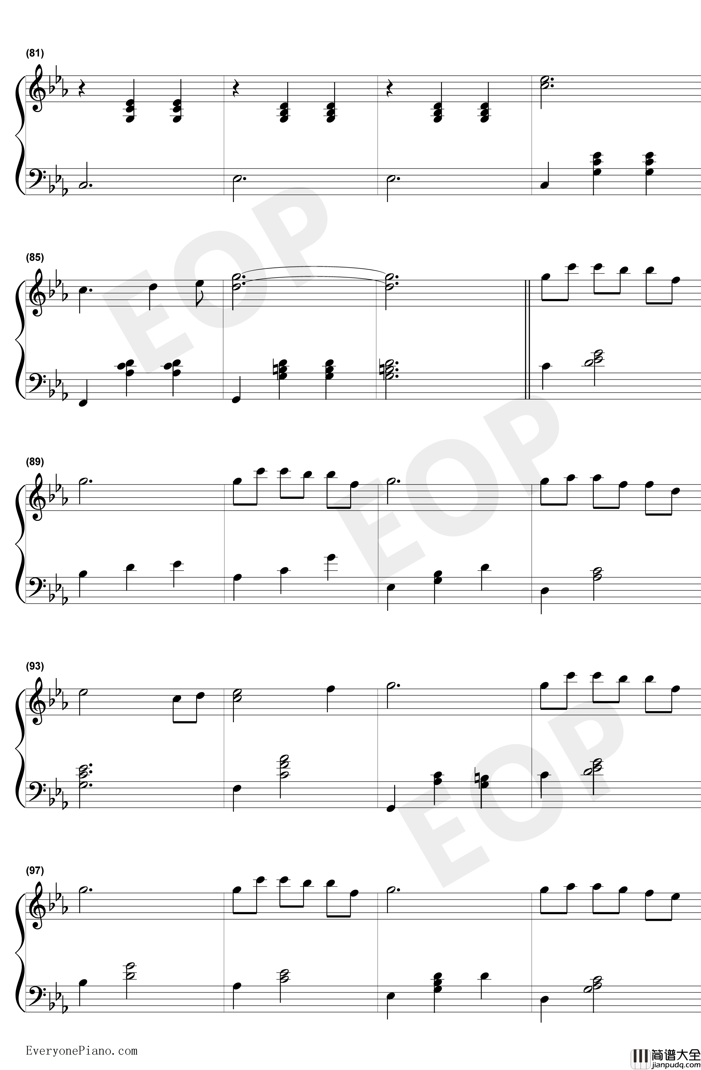 致青春钢琴谱_王菲_弹唱谱