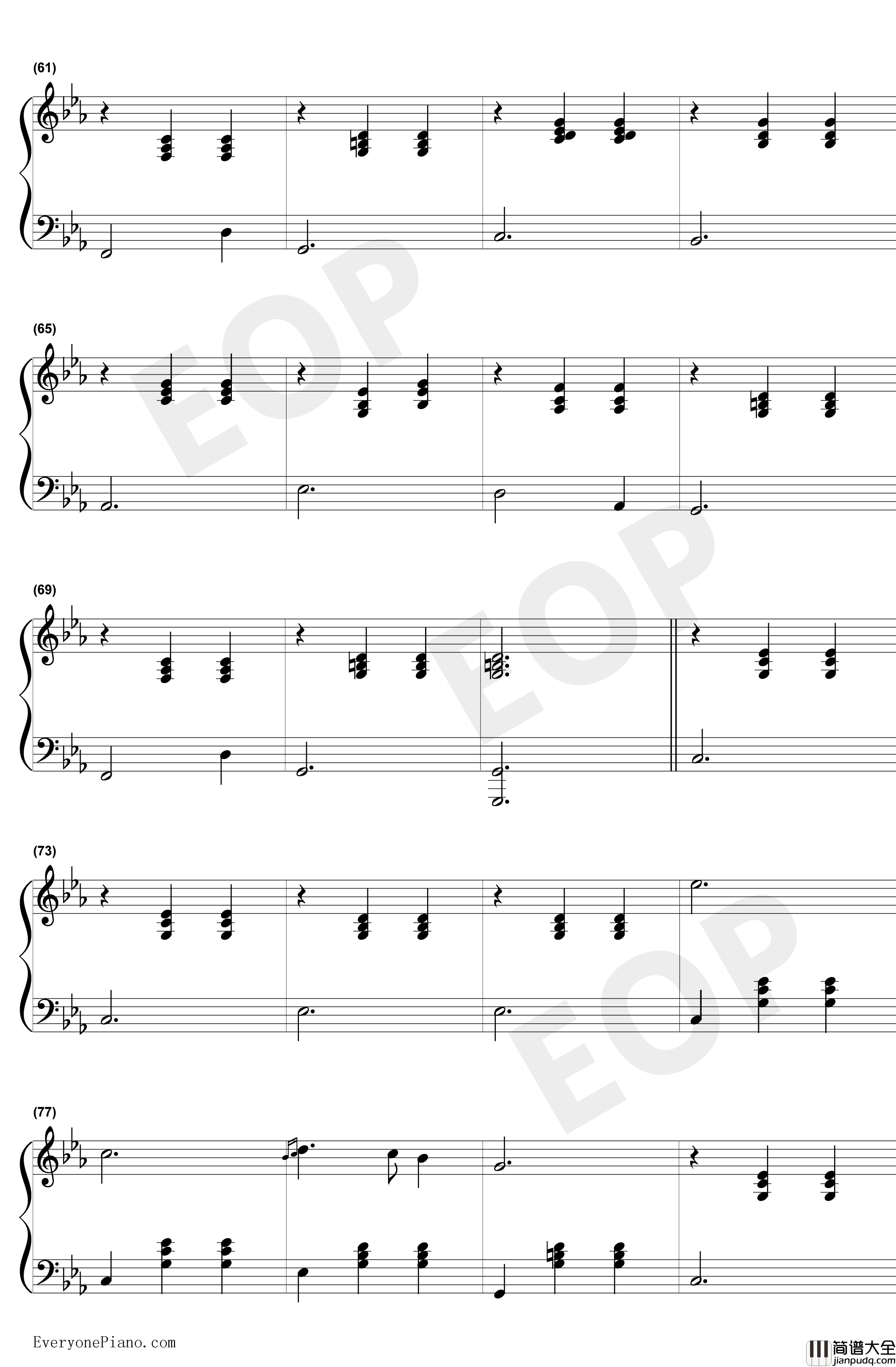 致青春钢琴谱_王菲_弹唱谱