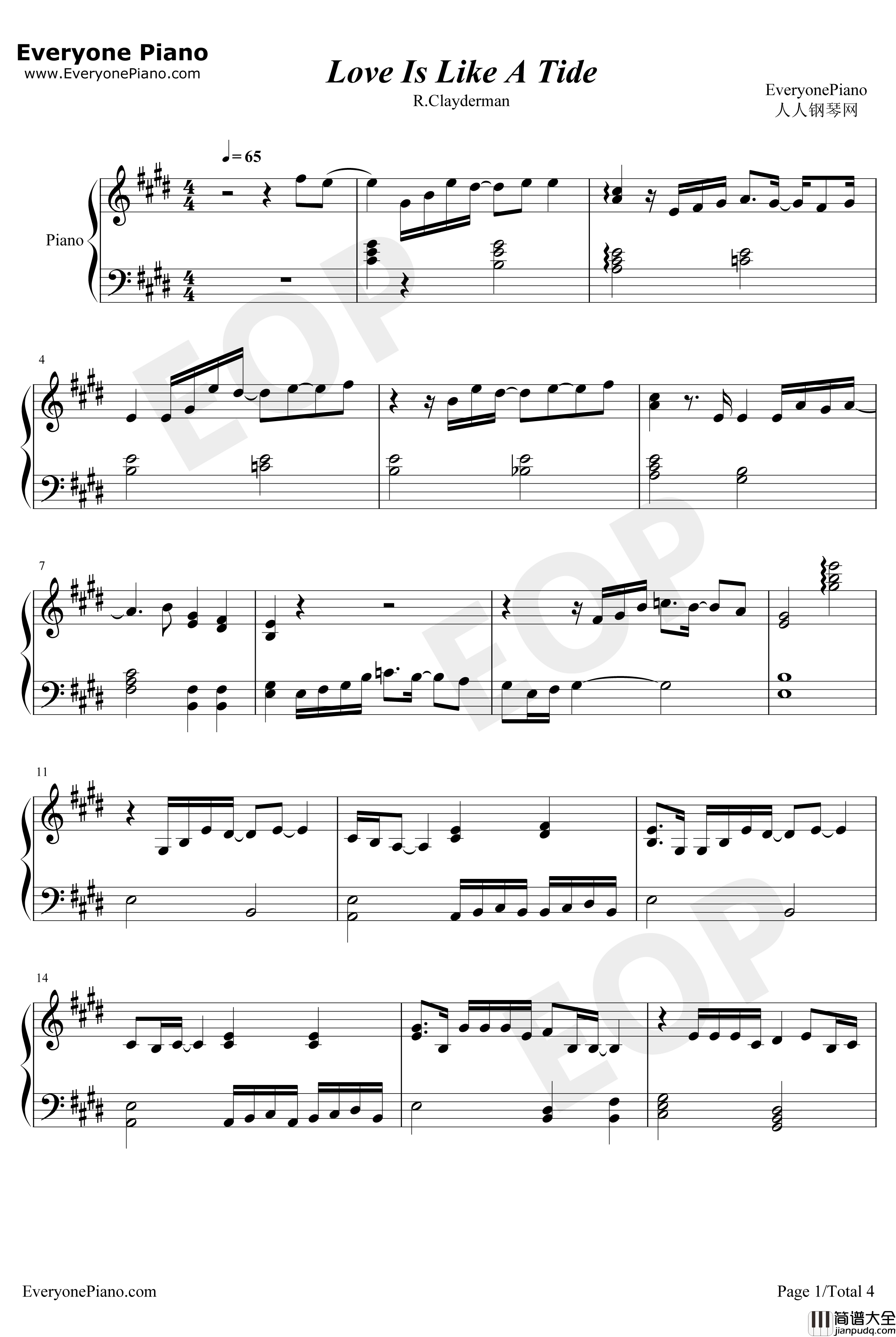 Love_Is_Like_A_Tide钢琴谱_理查德克莱德曼
