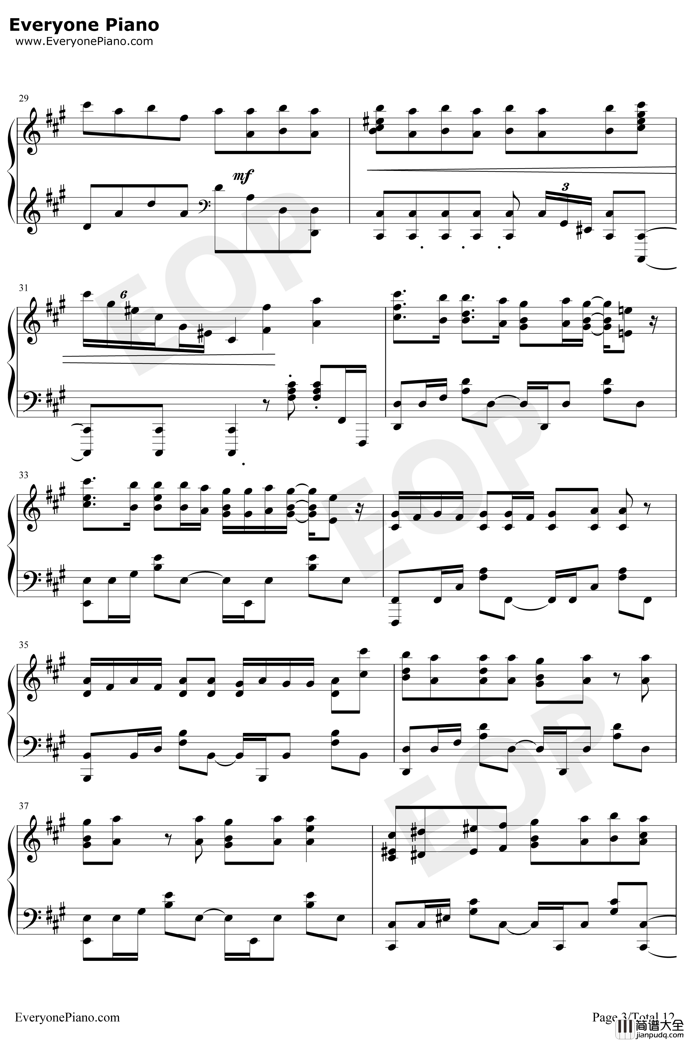 カワキヲアメク钢琴谱_美波_家有女友OP