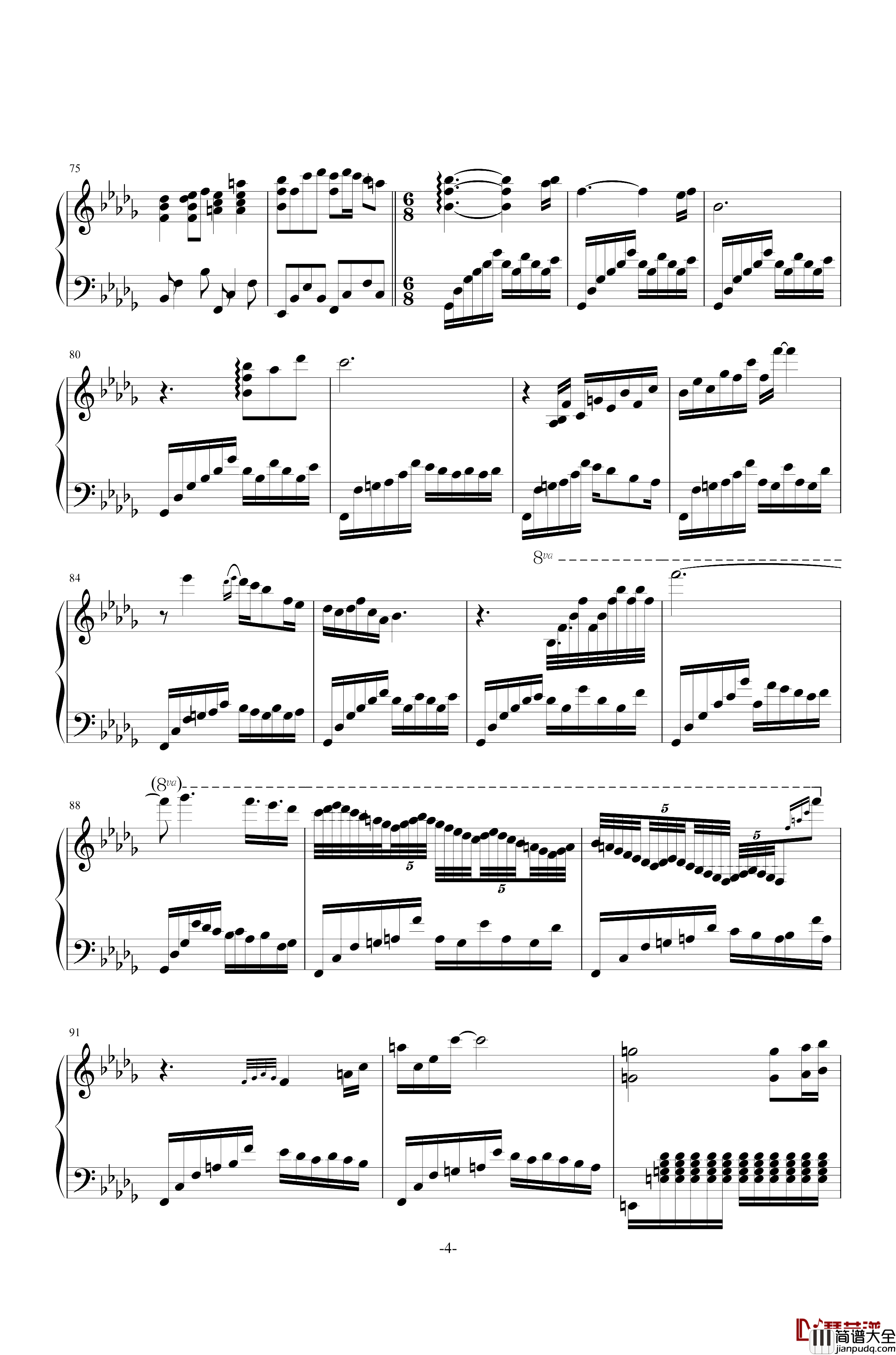 千年の孤独钢琴谱_东方_Everfades