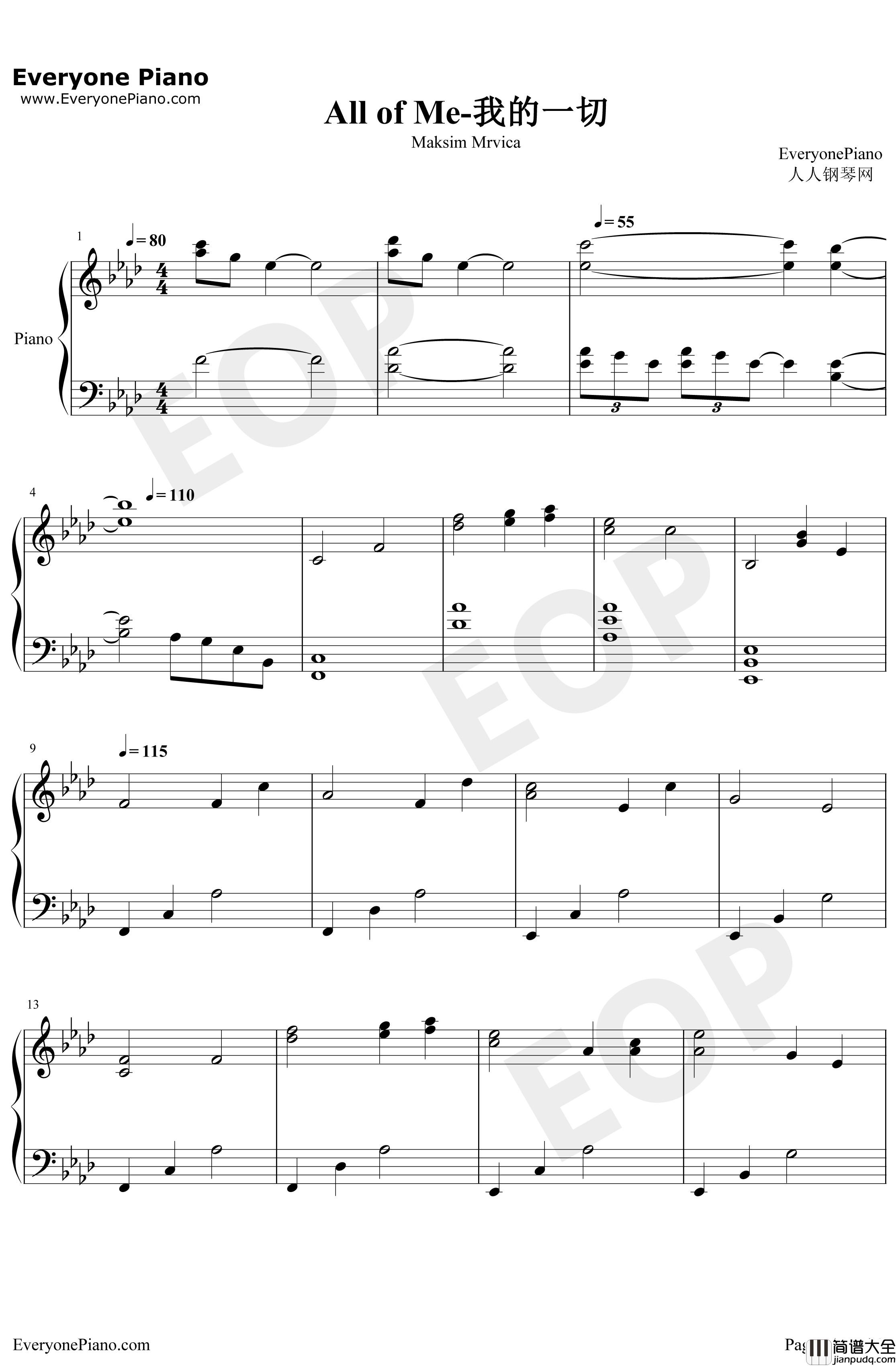 All_of_Me钢琴谱_马克西姆_我的一切_马克西姆
