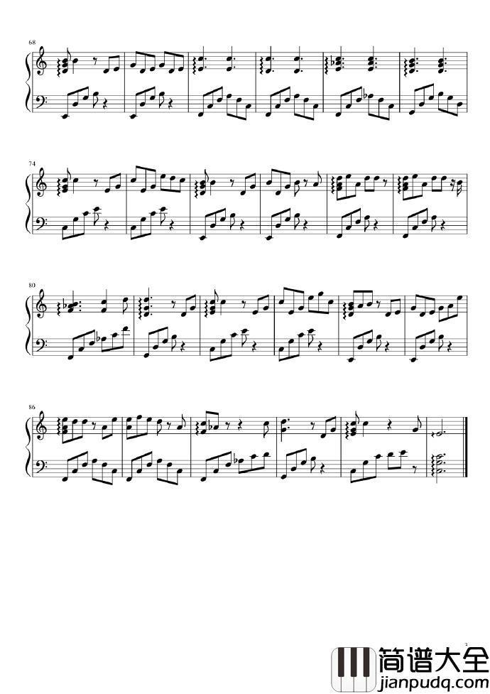 那年春天钢琴谱_蔡徐坤_完整版五线谱