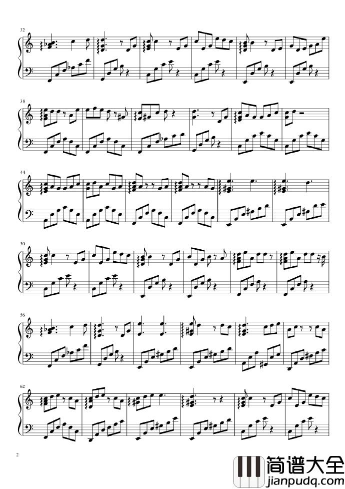 那年春天钢琴谱_蔡徐坤_完整版五线谱