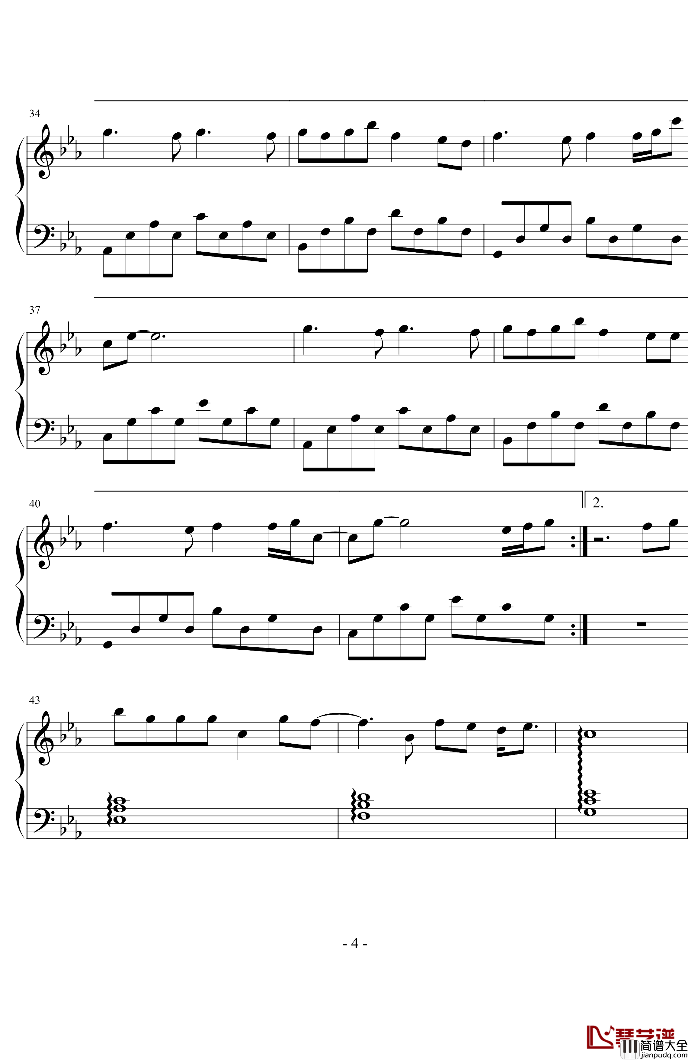 你的酒馆对我打了烊钢琴谱_陈雪凝