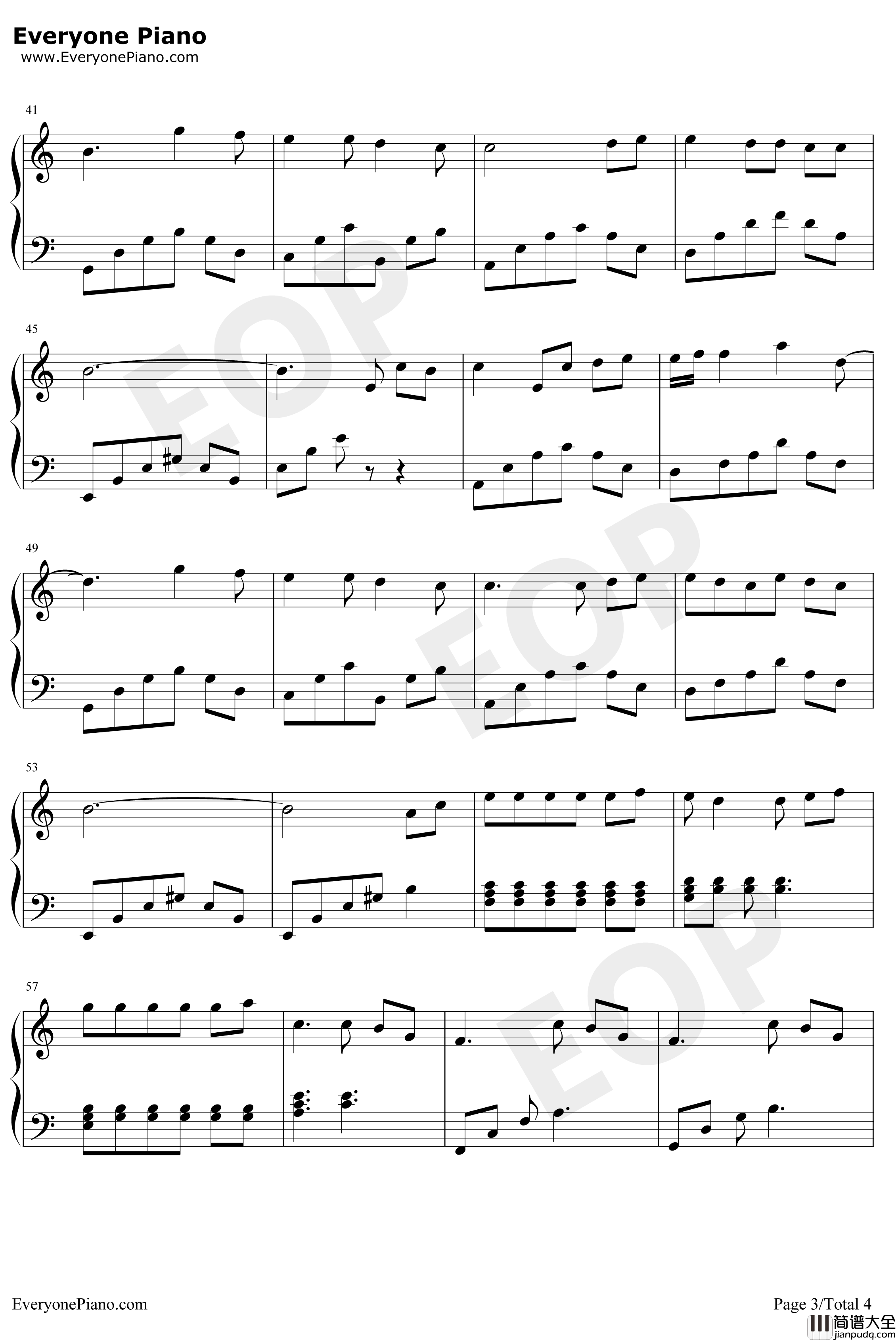 故事细腻钢琴简单演奏版钢琴谱_林俊杰