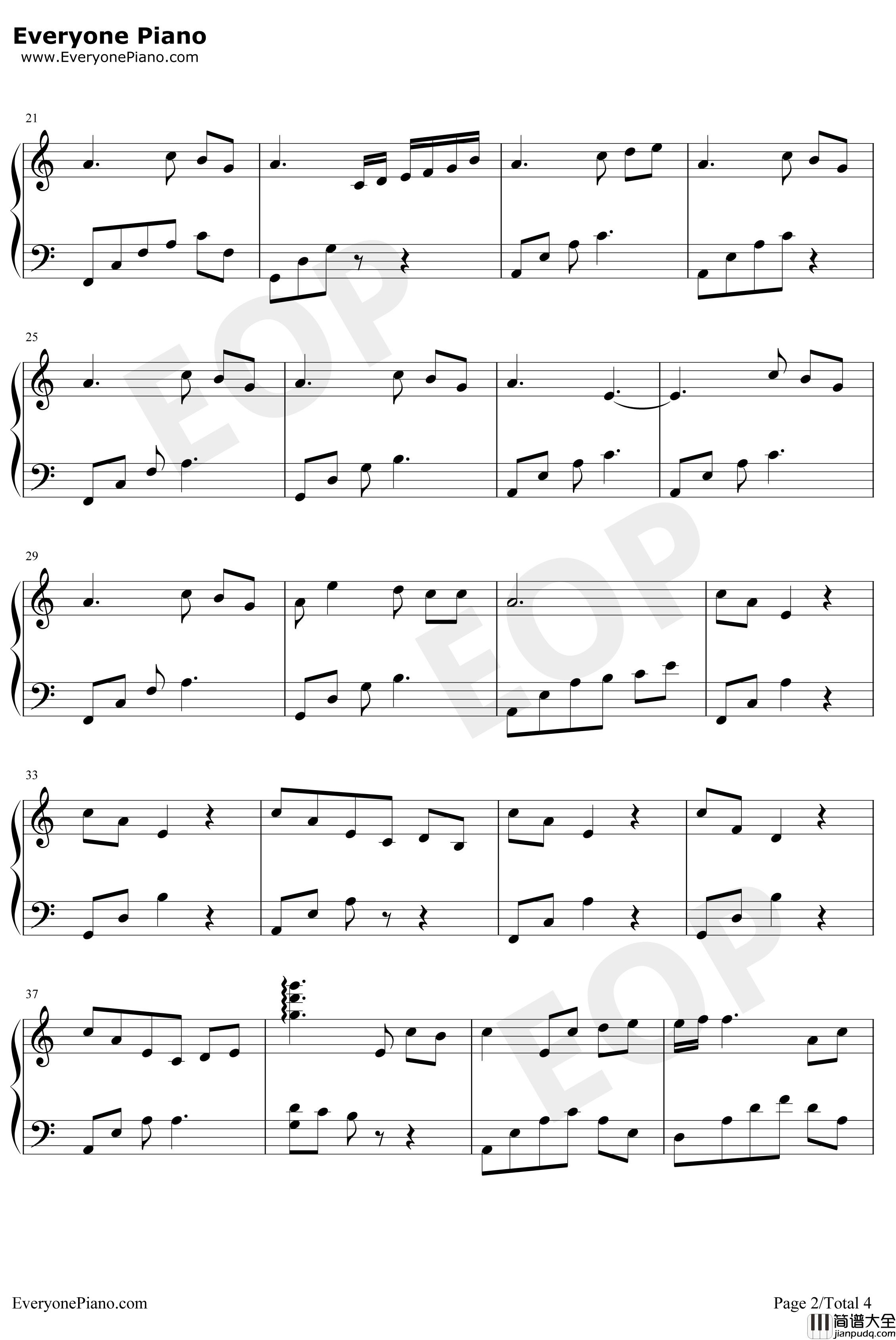 故事细腻钢琴简单演奏版钢琴谱_林俊杰