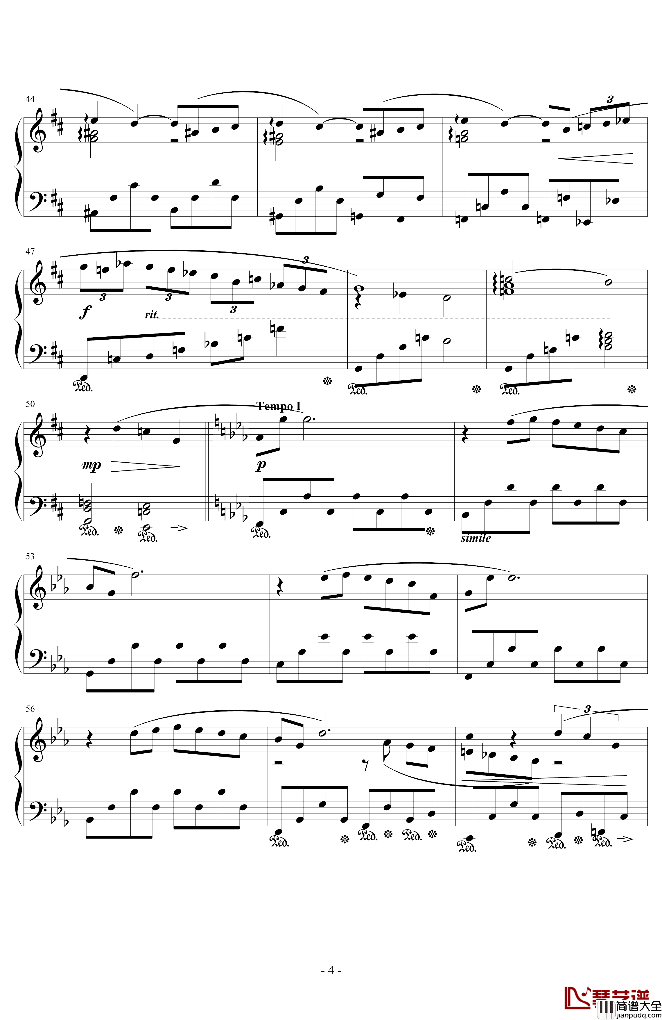 Theme_of_Love钢琴谱_FFIV_浜口史郎