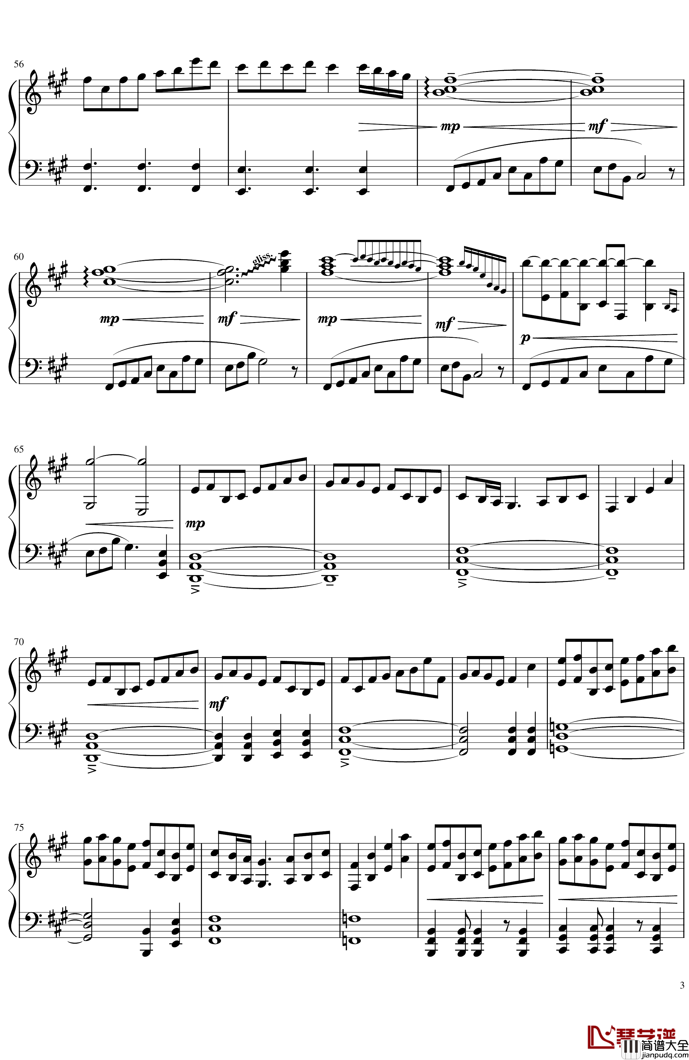 ソロモンの白椿钢琴谱_交响乐转钢琴版_碧蓝航线