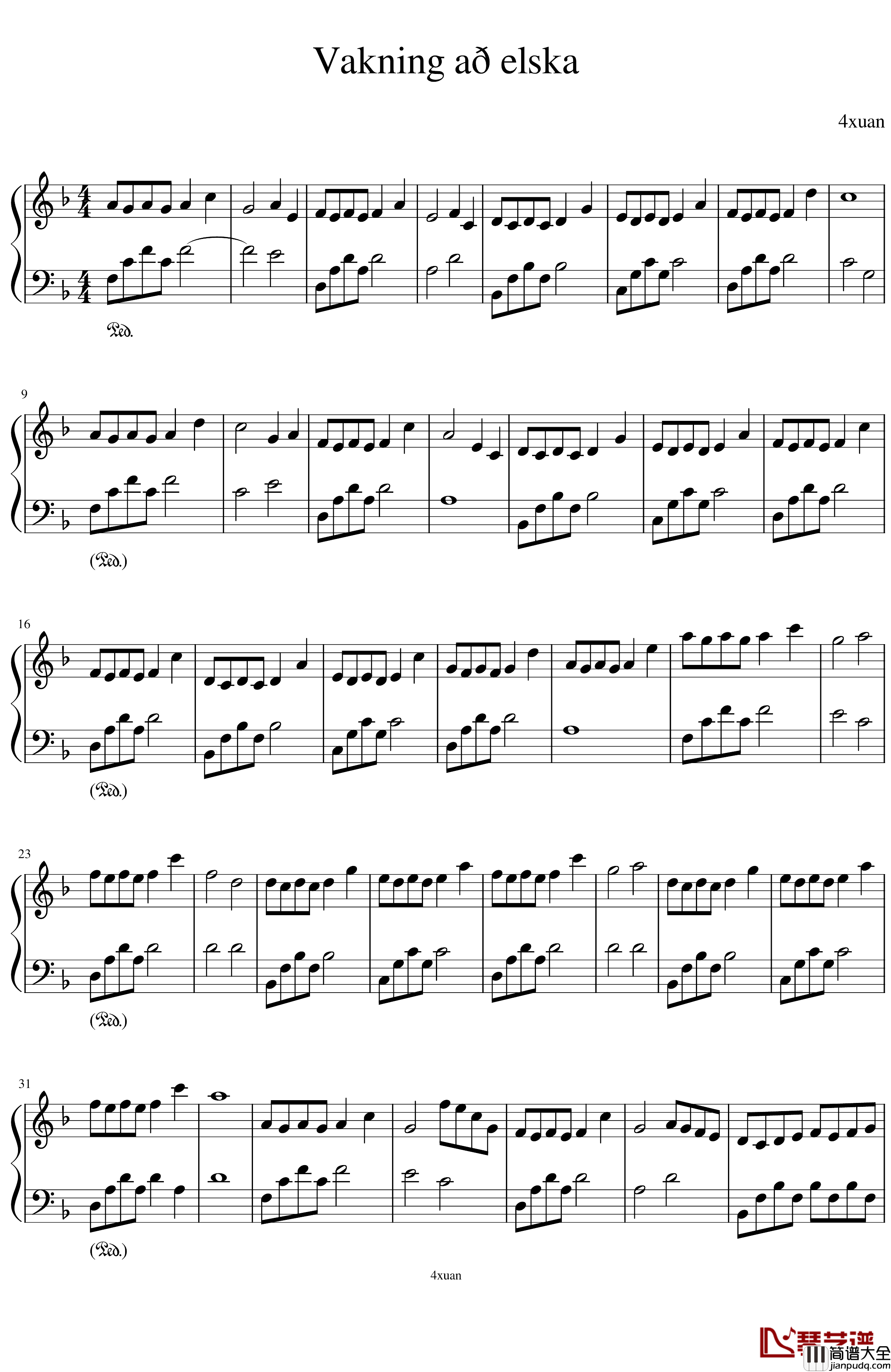 Vakning_a?_elska钢琴谱_4xuan_Misha_Mishenko