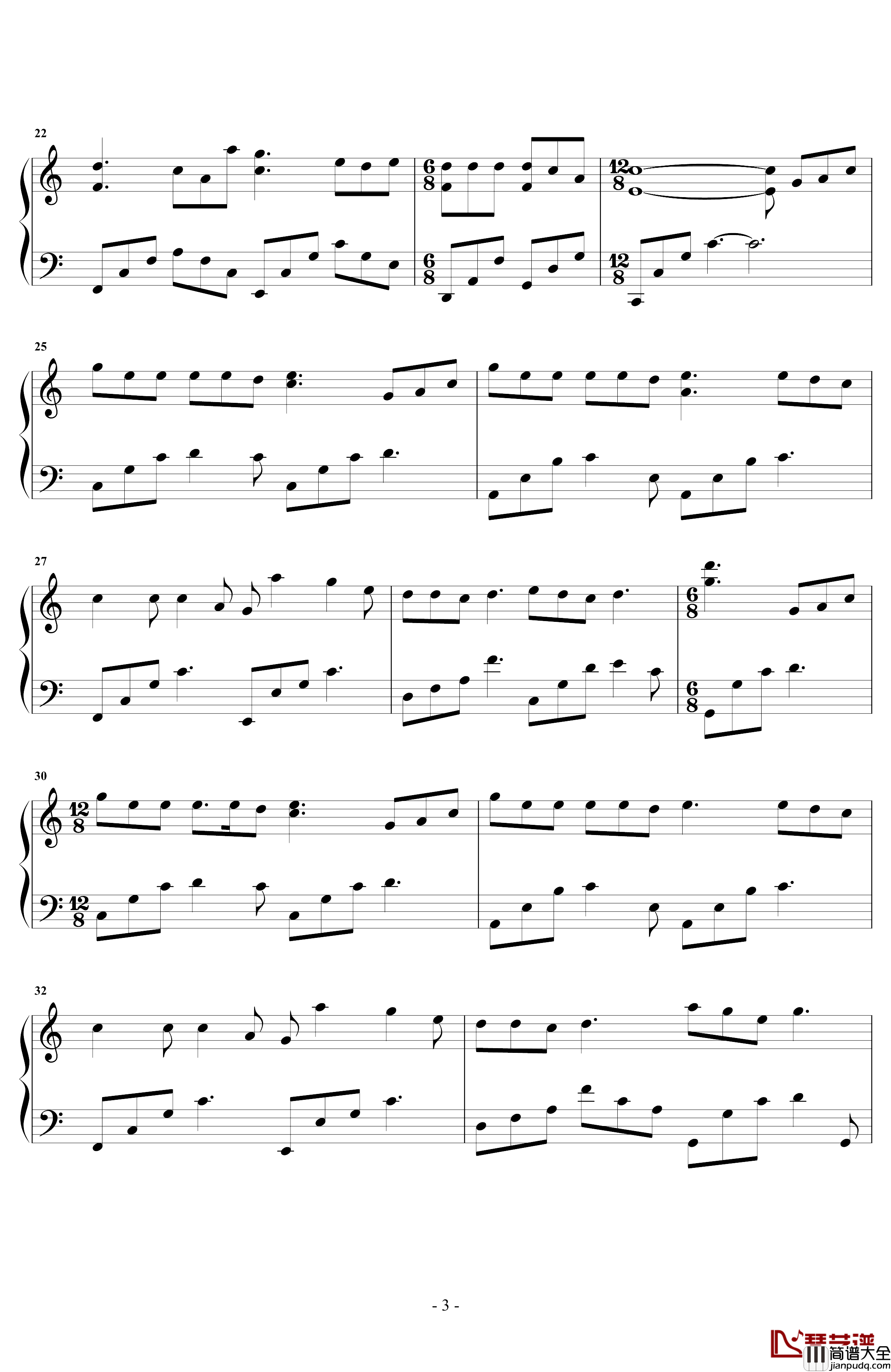 花落人间钢琴谱_王馨彤