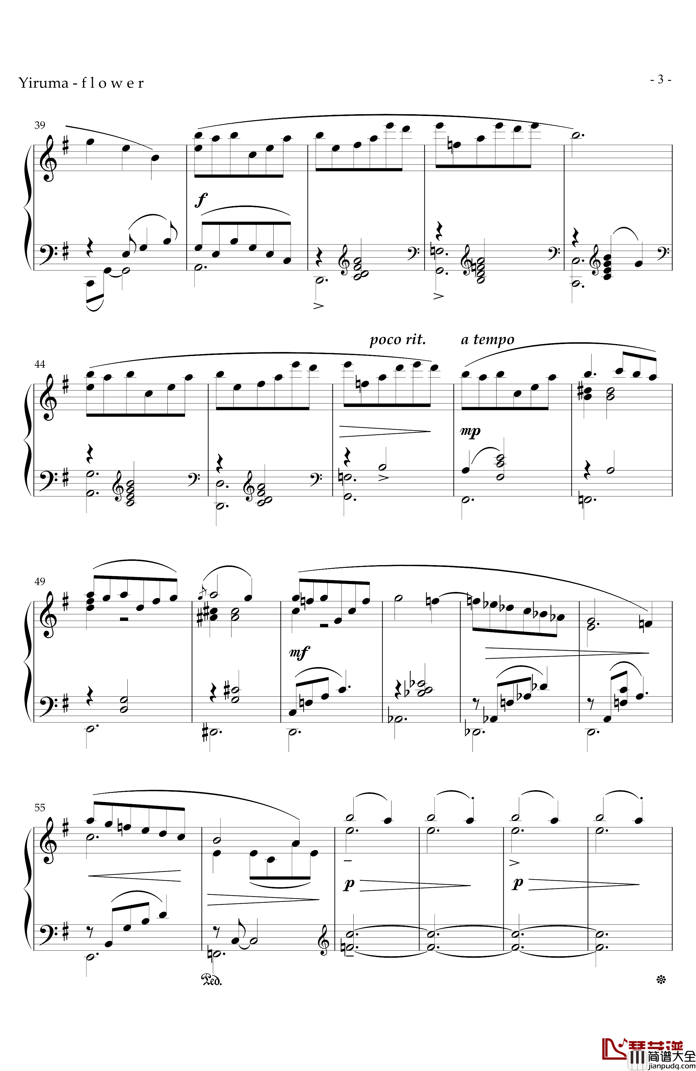flower钢琴谱_Yiruma