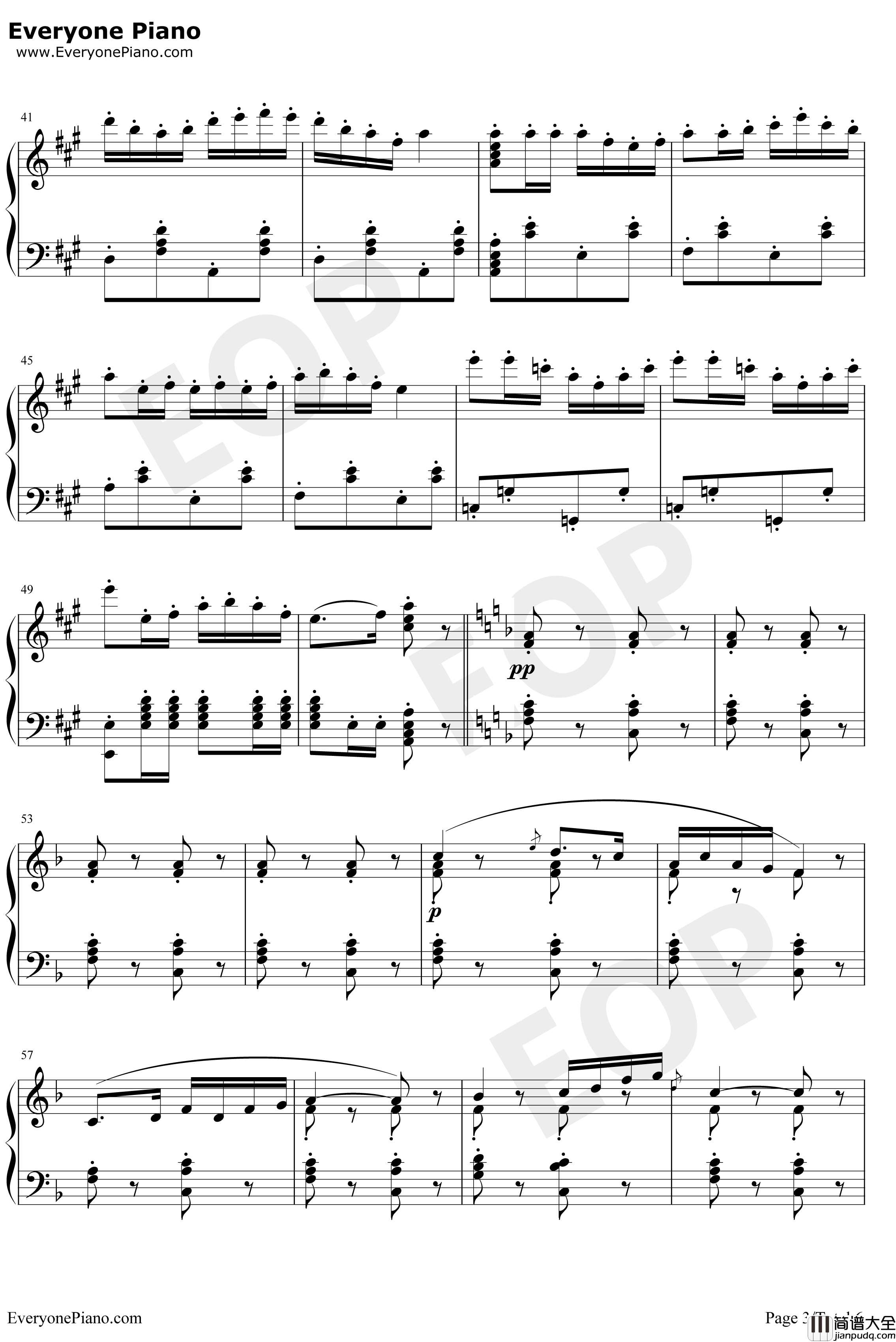 卡门序曲钢琴谱_比才_朝鲜风格