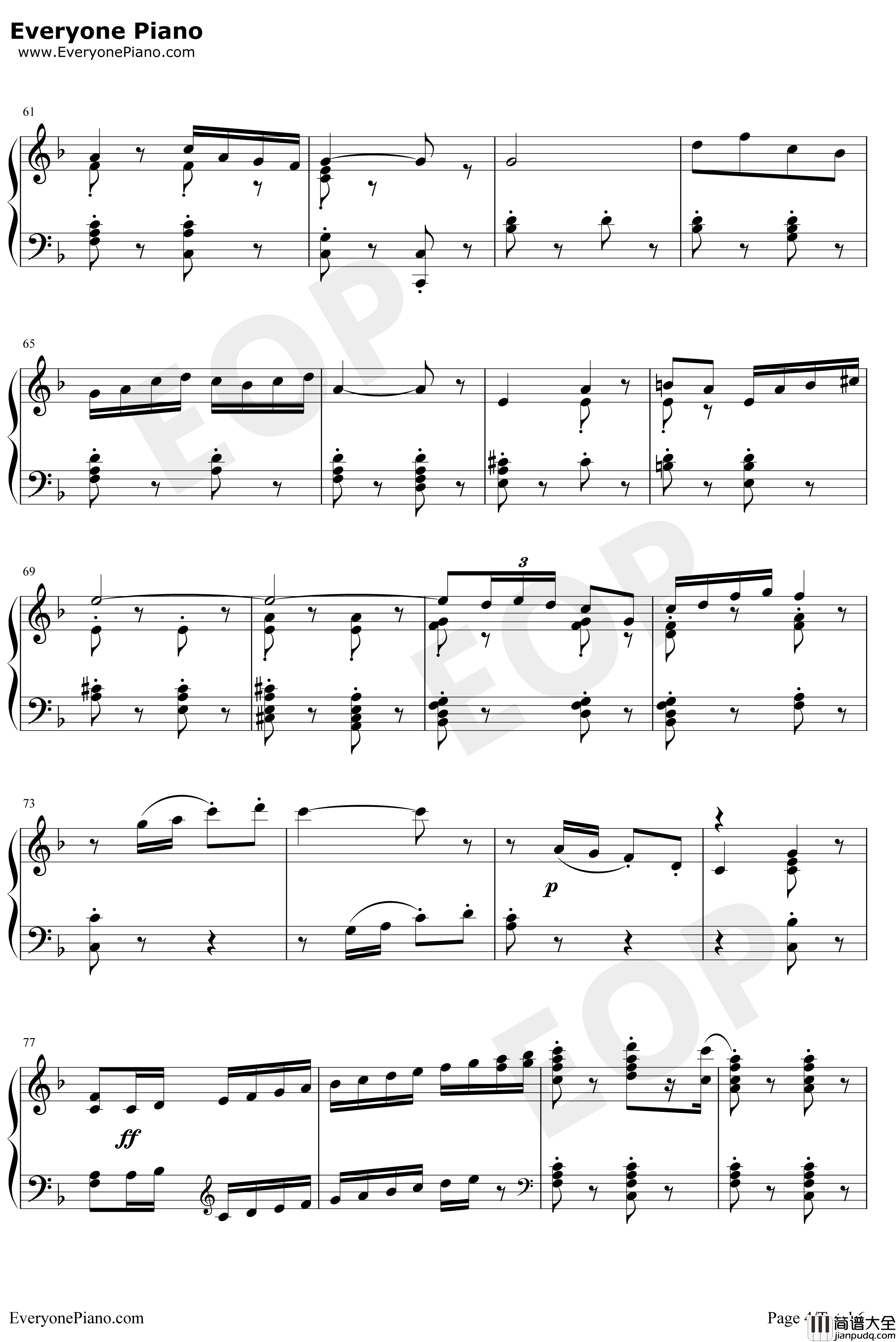 卡门序曲钢琴谱_比才_朝鲜风格