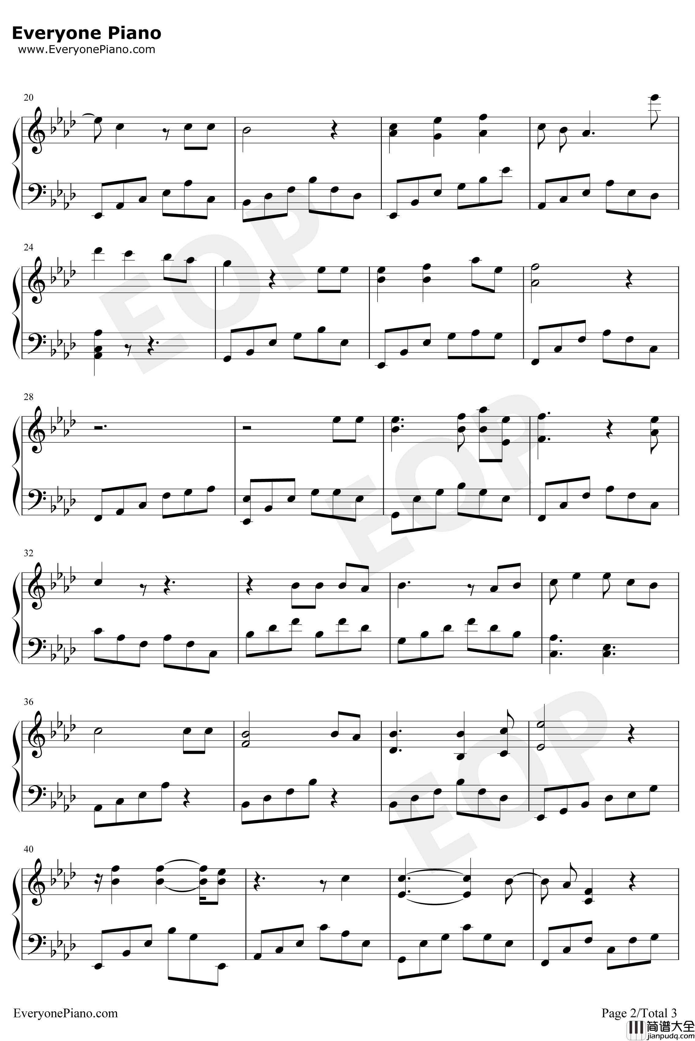 孤身走我路钢琴谱_梅艳芳