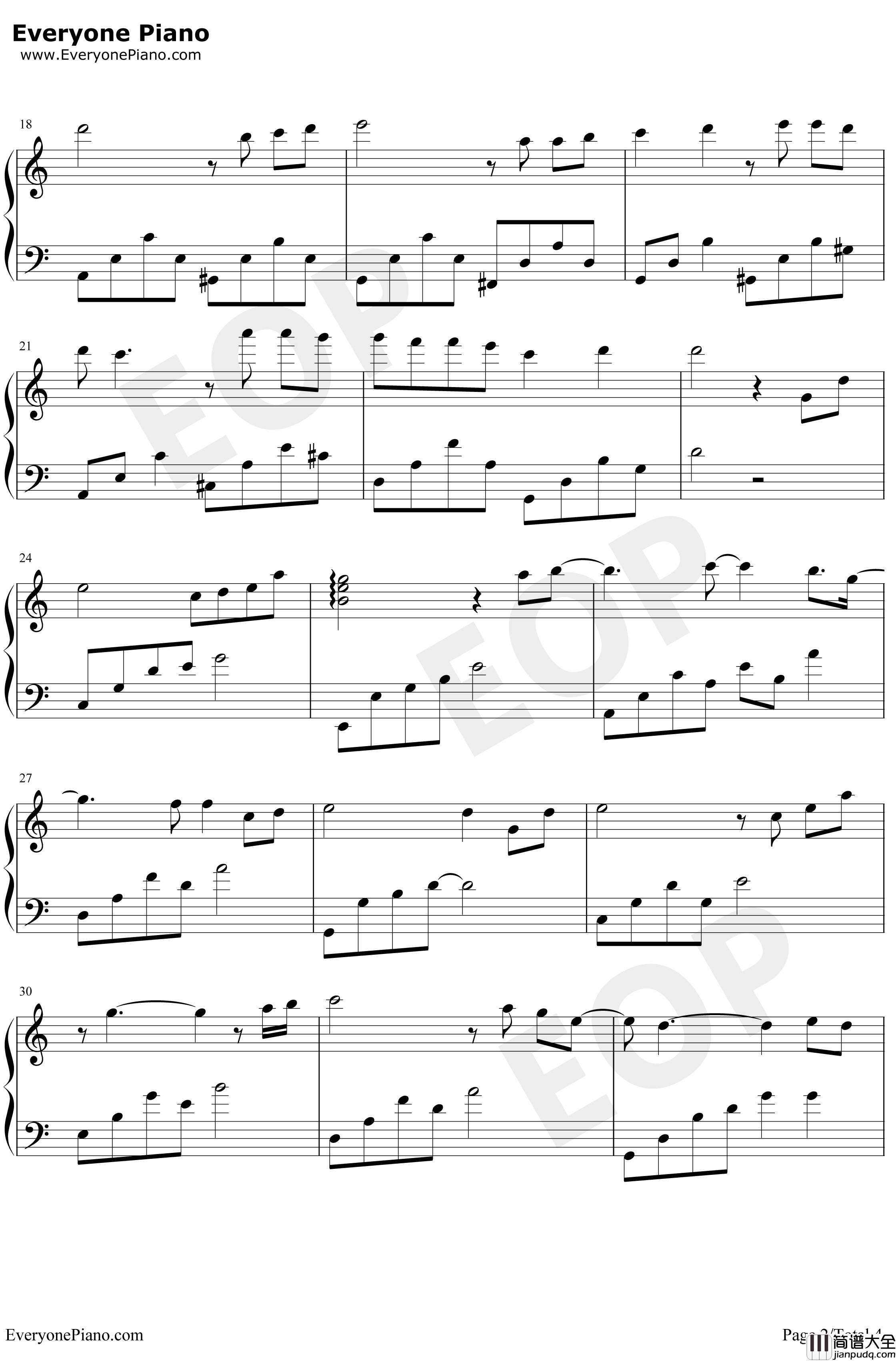 一个人的房间钢琴谱_赵海洋