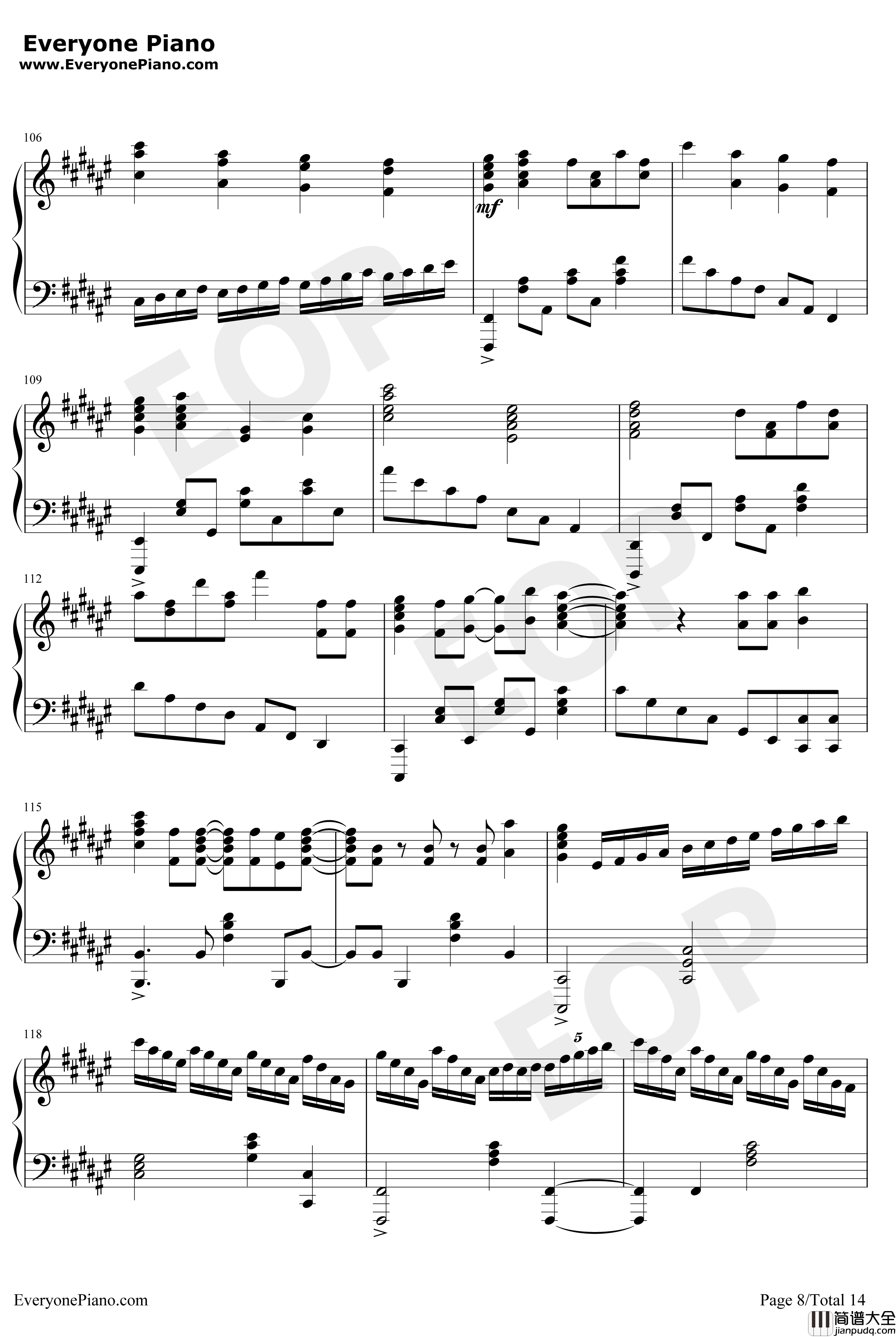 きみの名前钢琴谱_藤川千爱_盾之勇者成名录ED