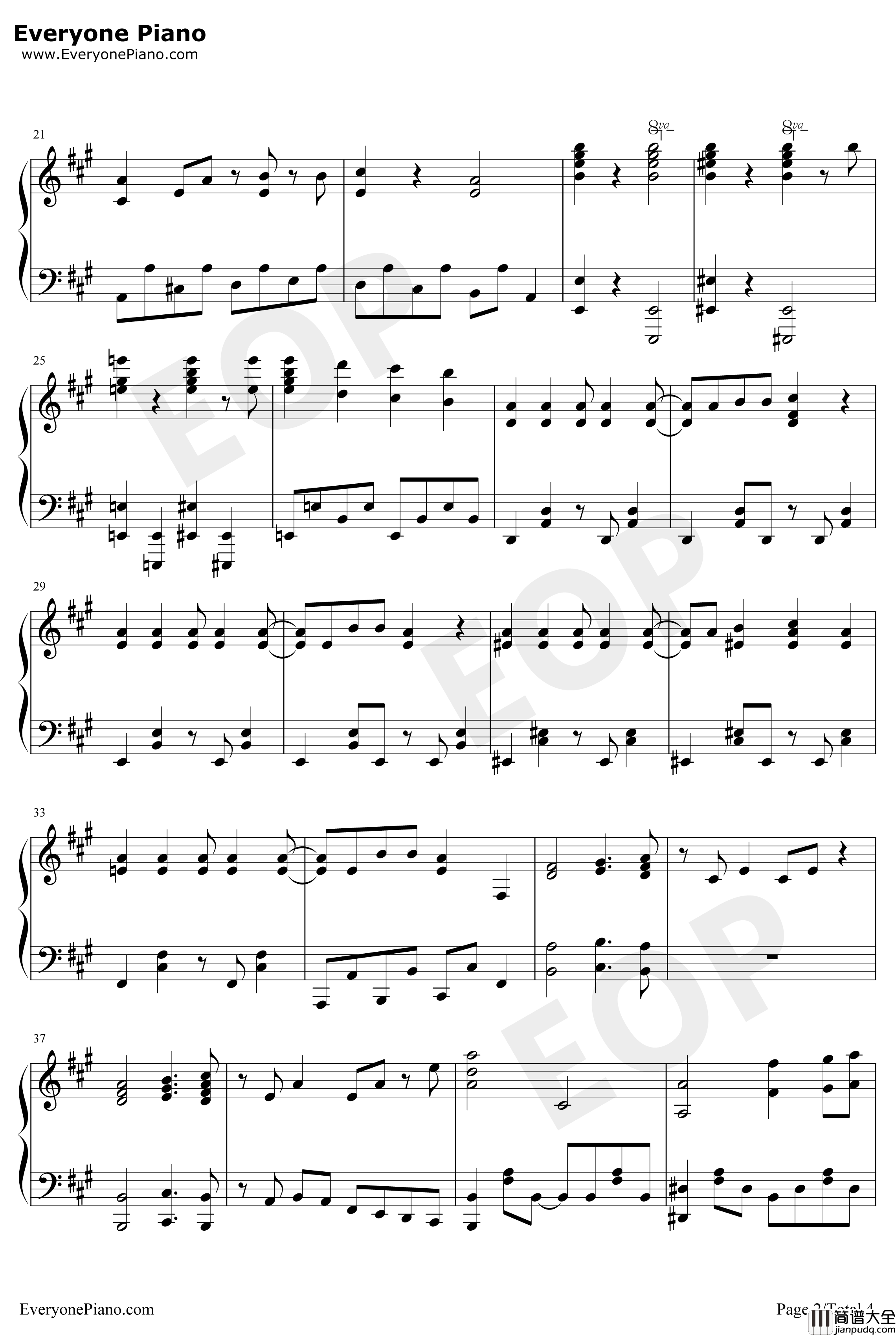 ハッピー・ハッピー・フレンズ钢琴谱_わたてん☆5_天使降临到了我的身边ED