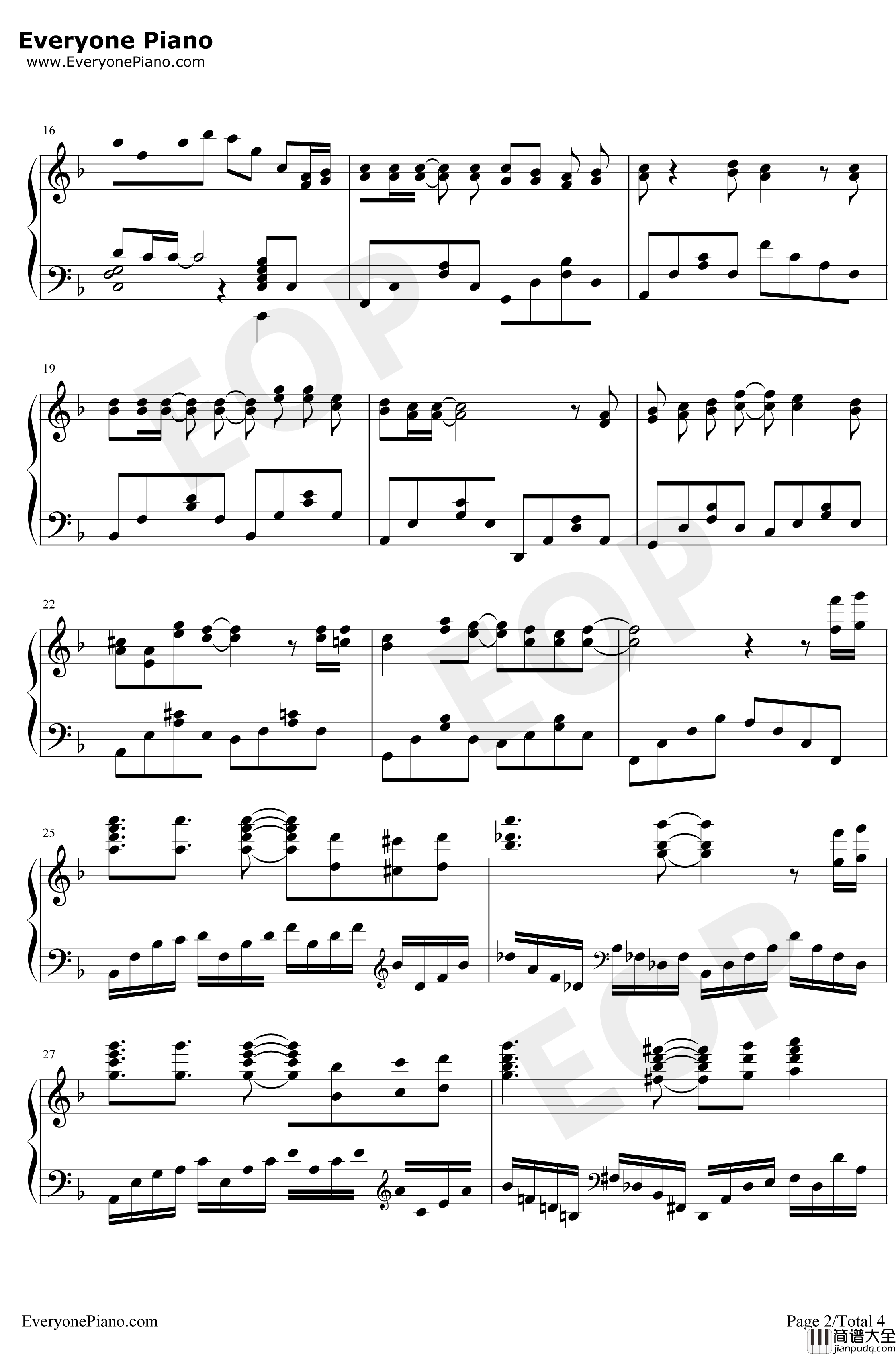 えんどろ～る钢琴谱_勇者Party_ENDRO~OP