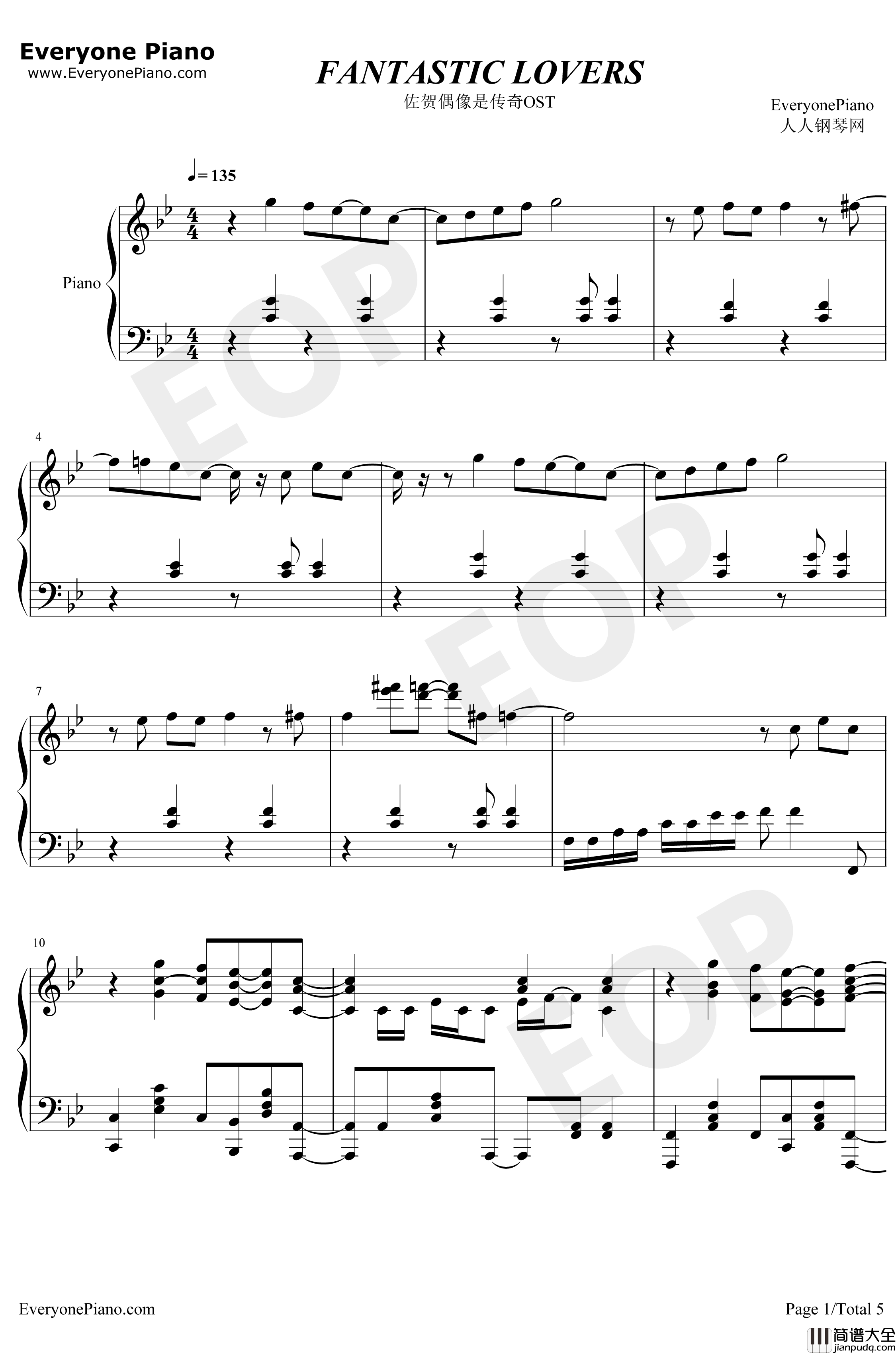 FANTASTIC_LOVERS钢琴谱_IronFrill_佐贺偶像是传奇OST