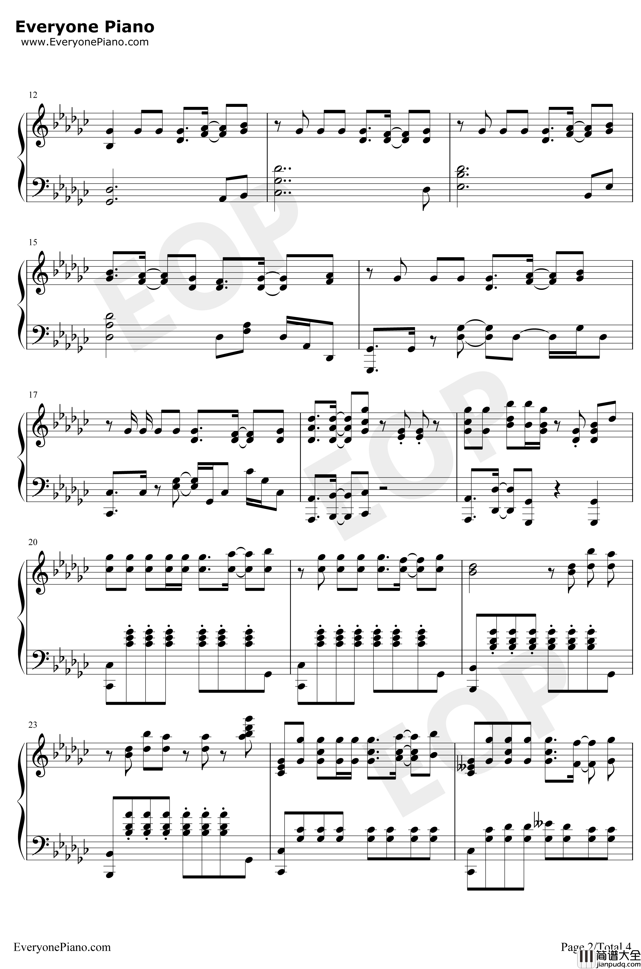 気ままな天使たち钢琴谱_わたてん☆5_天使降临到了我的身边OP