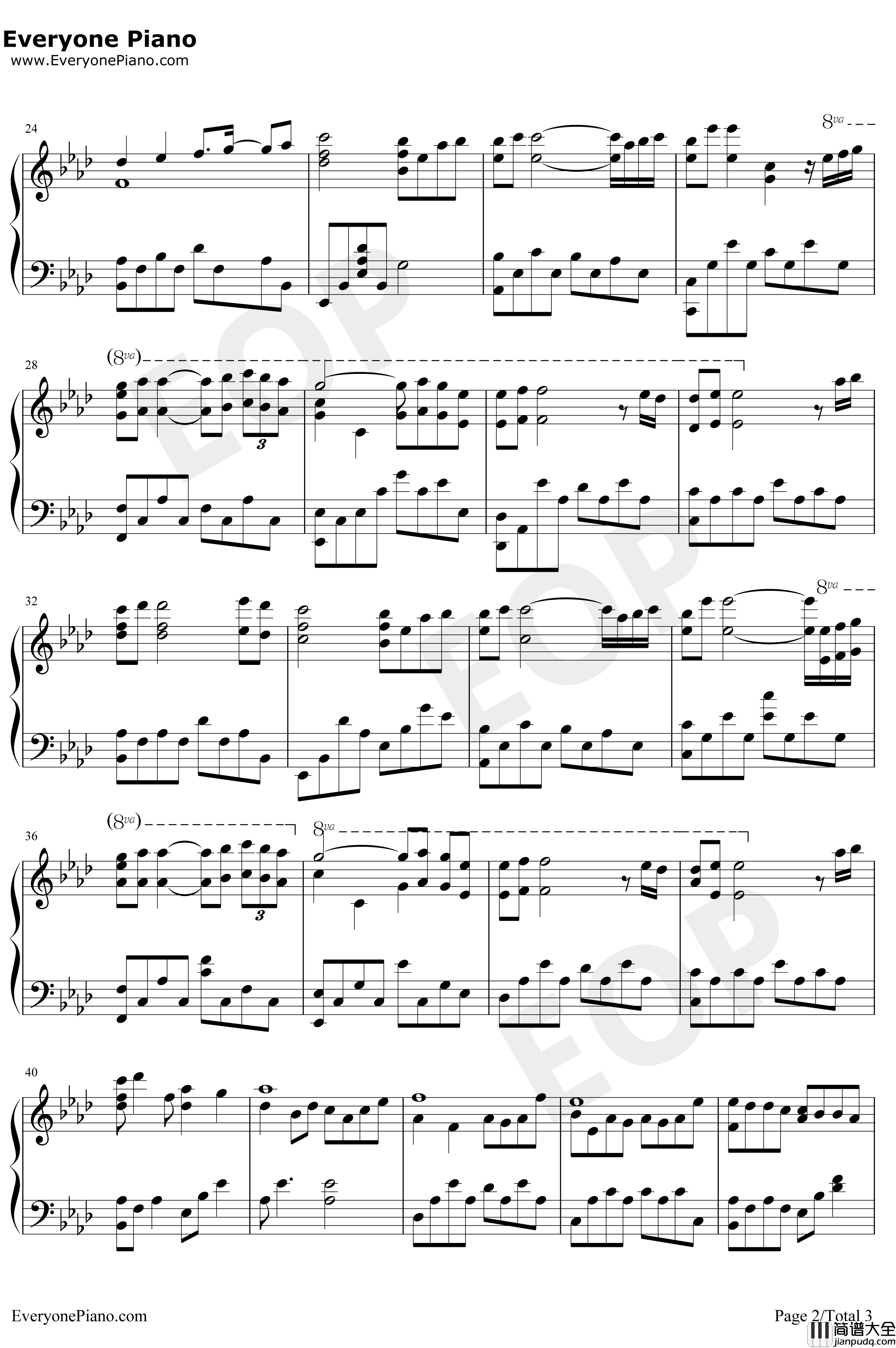 Kiss_The_Rain原版钢琴谱_李闰珉Yiruma_李闰珉