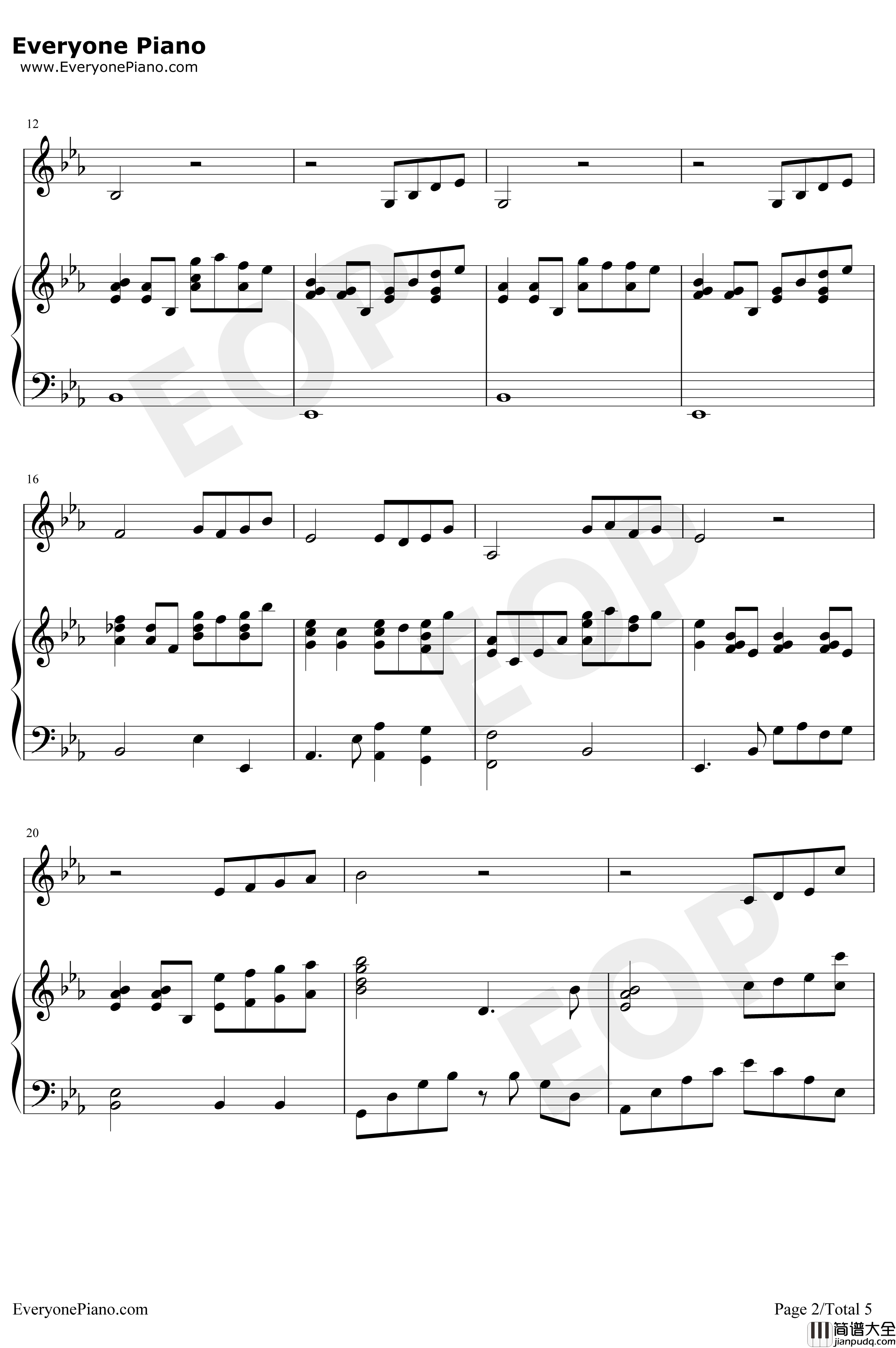 Beauty_and_the_Beast钢琴谱_席琳狄翁_美女与野兽主题曲