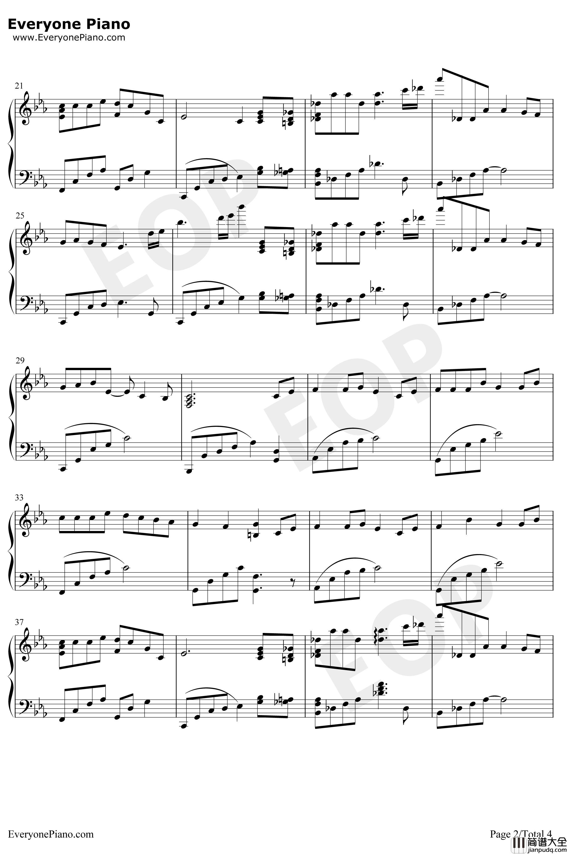 风之甬道钢琴谱_久石让JoeHisaishi宫崎骏_ThePathofWind