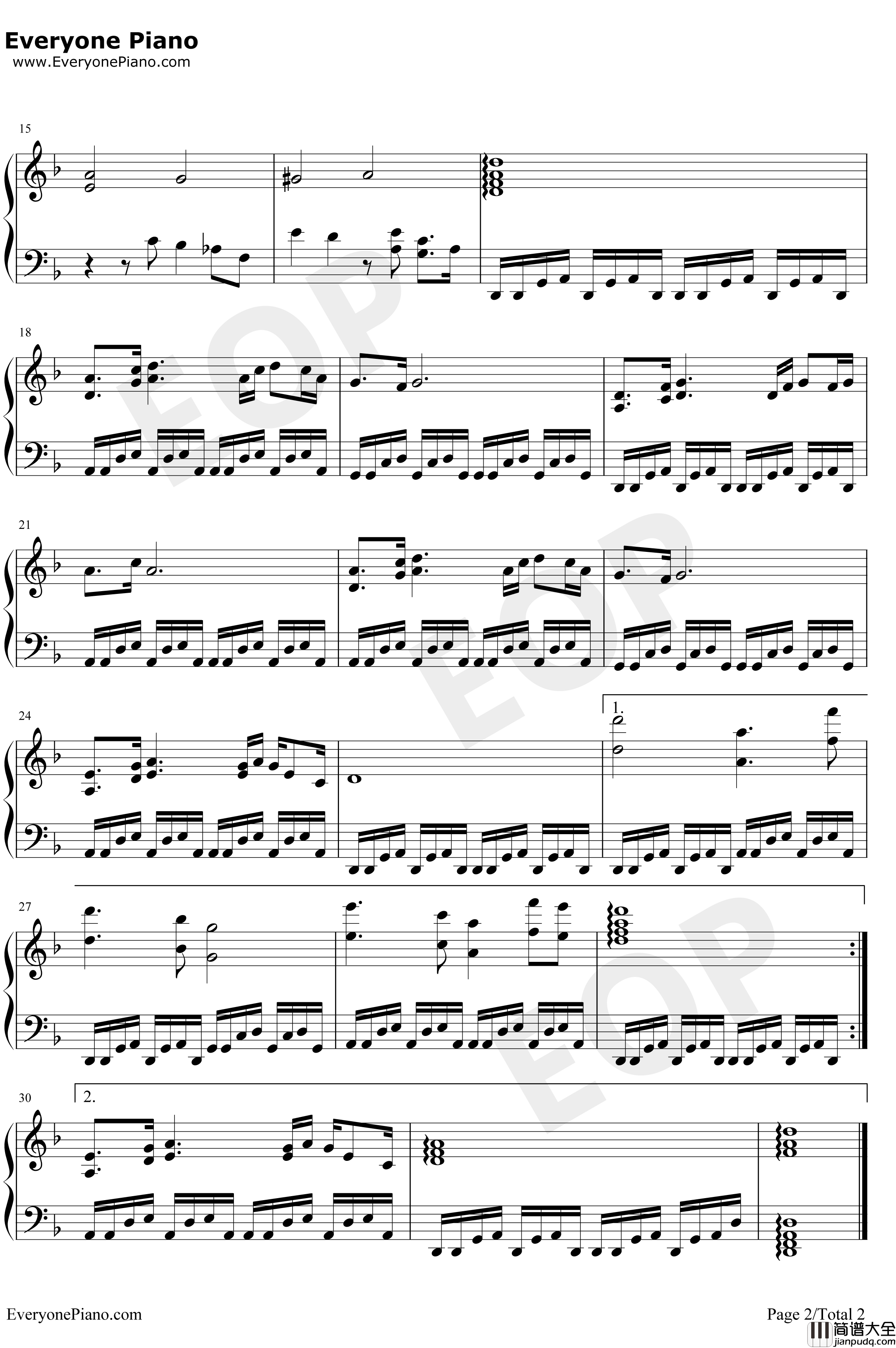 世间始终你好钢琴谱_罗文甄妮_射雕英雄传之华山论剑主题曲