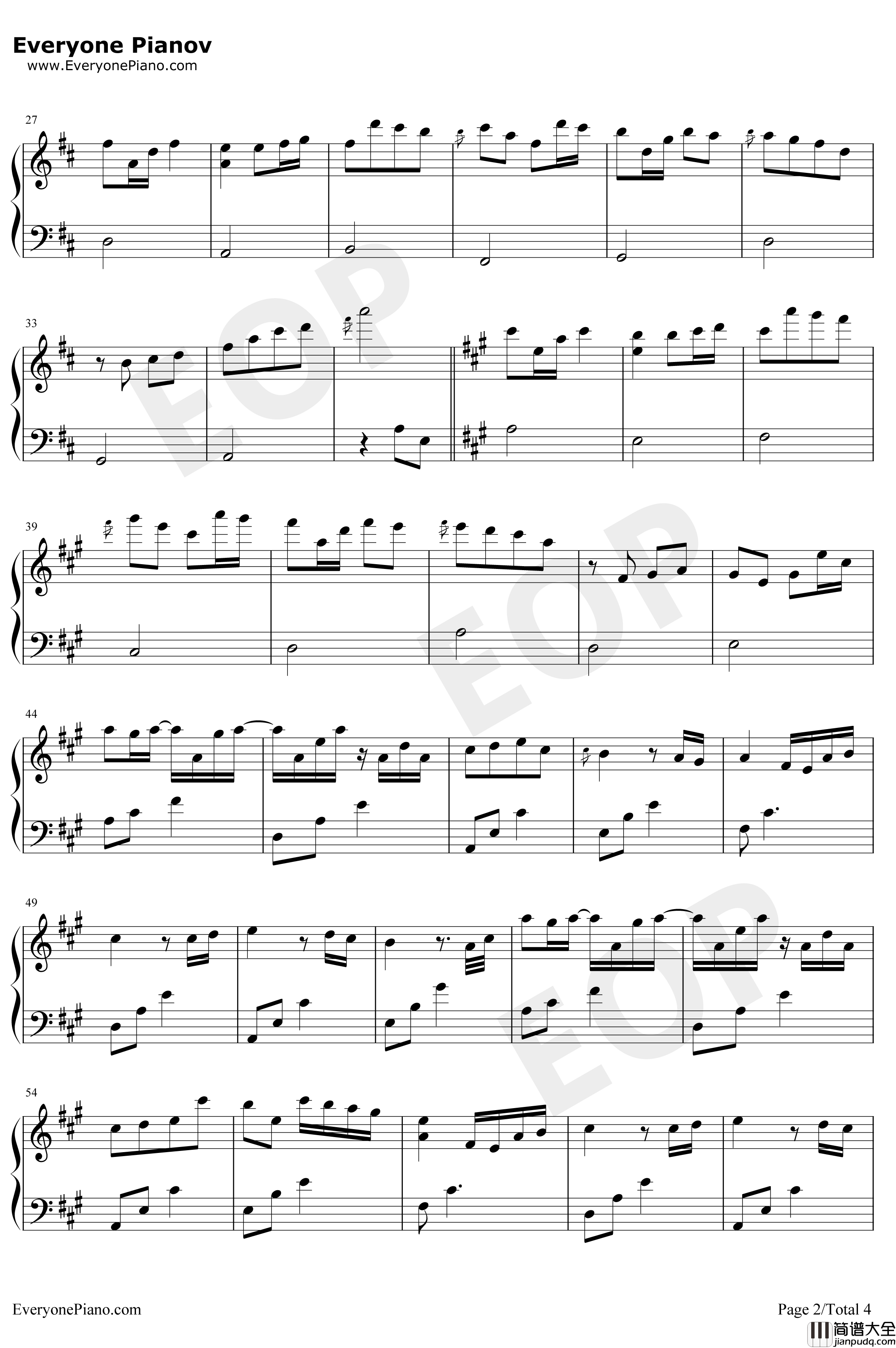 绝美卡农Canon遇上RiverFlowsInYou钢琴谱_JohannPachelbelYiruma_你绝对没听过的版本