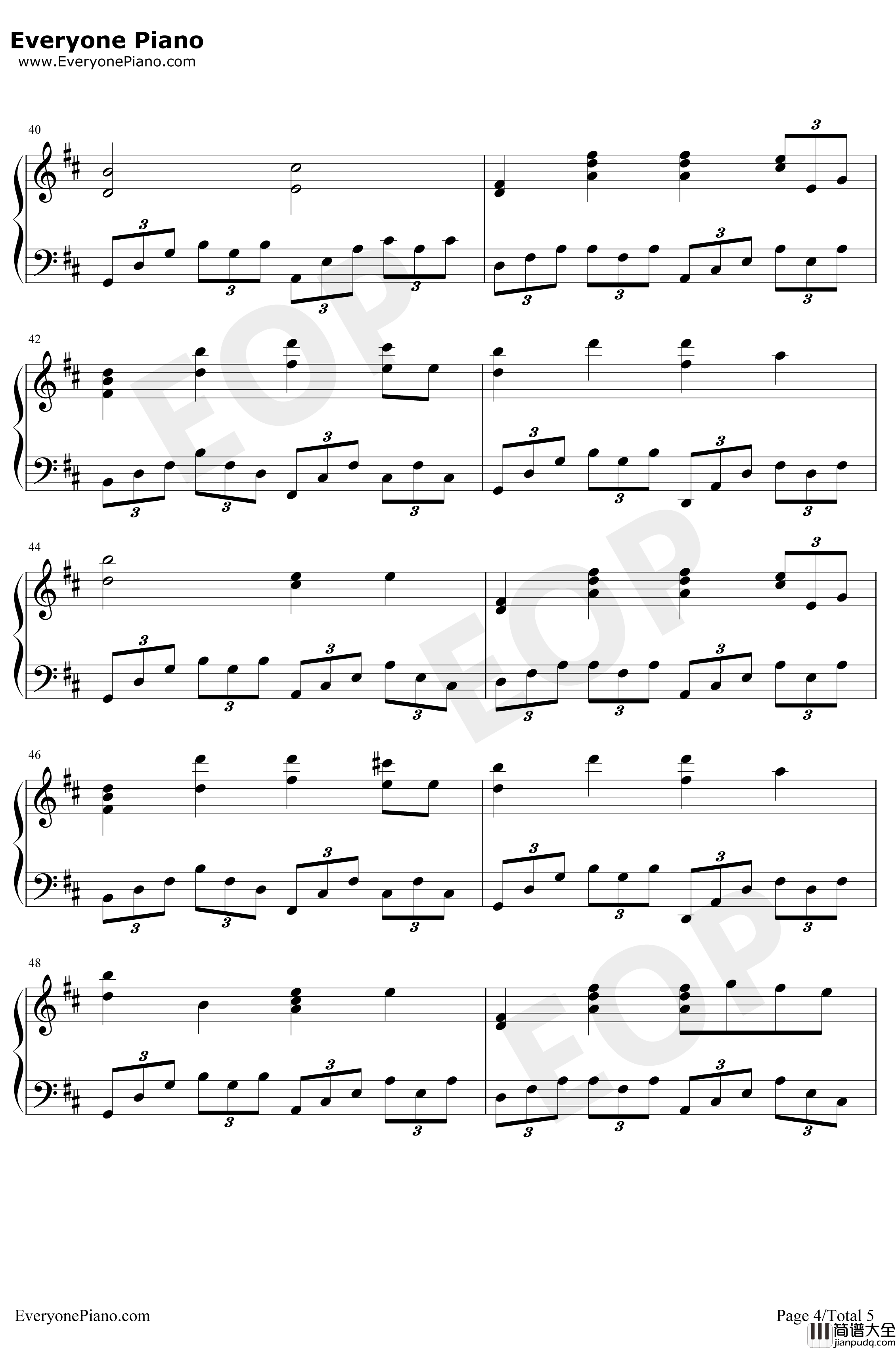 Canon_D大调钢琴谱_深田恭子_卡农D大调_深田恭子演奏会独奏版