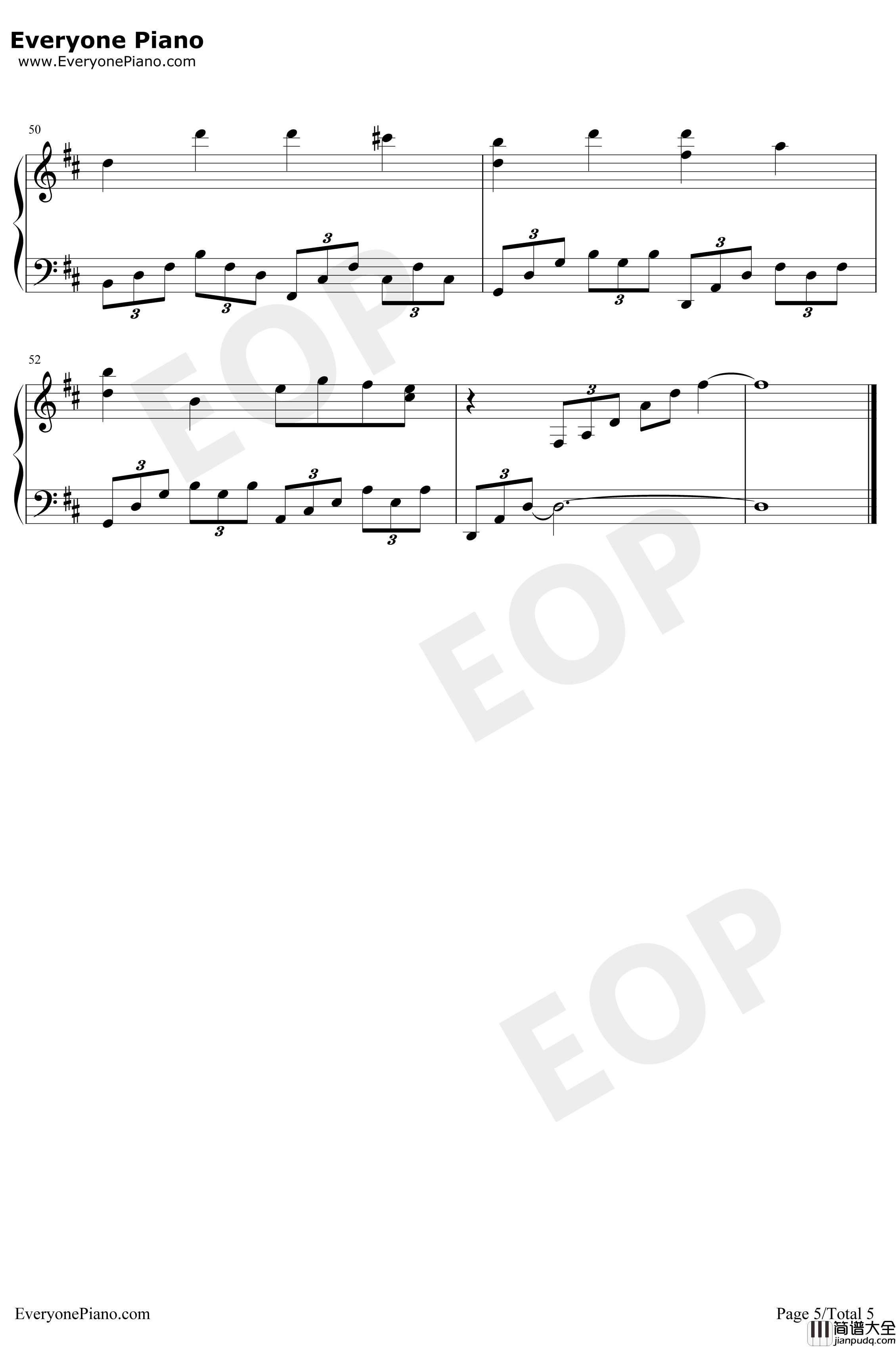 Canon_D大调钢琴谱_深田恭子_卡农D大调_深田恭子演奏会独奏版