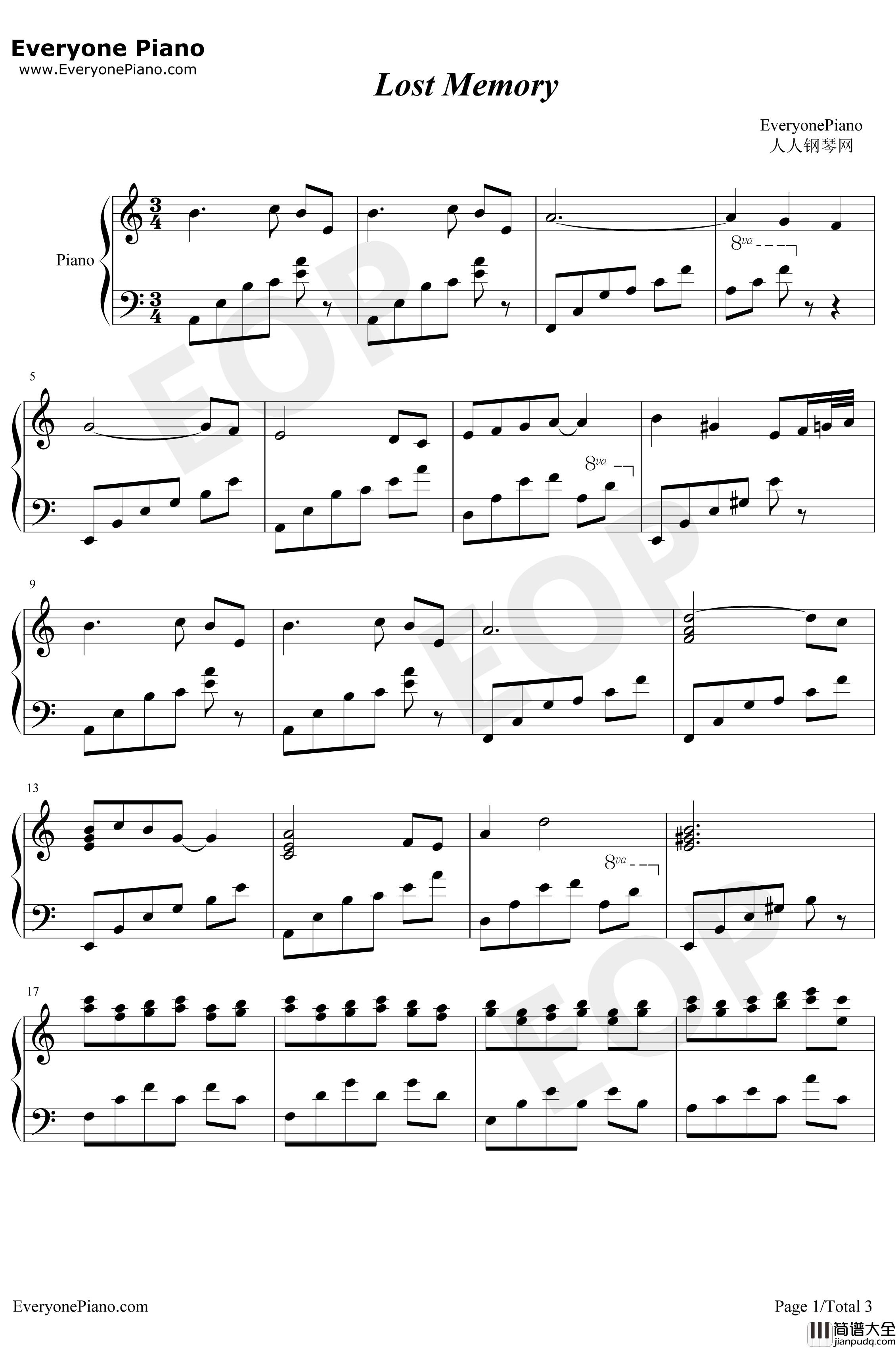 Lost_Memory钢琴谱_S.E.N.S._xxxHolicOST