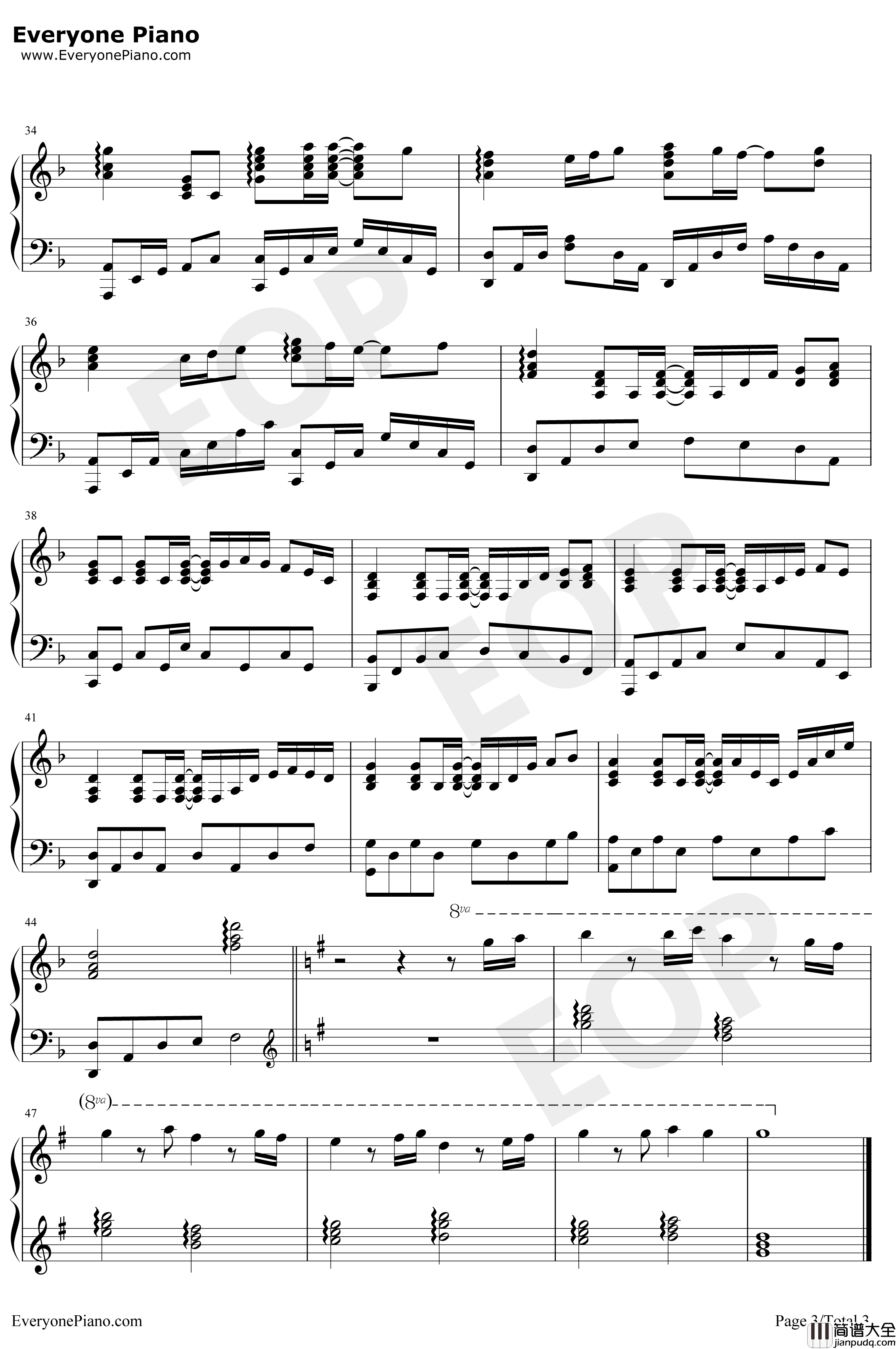 夏末晴雨时钢琴谱_初学者