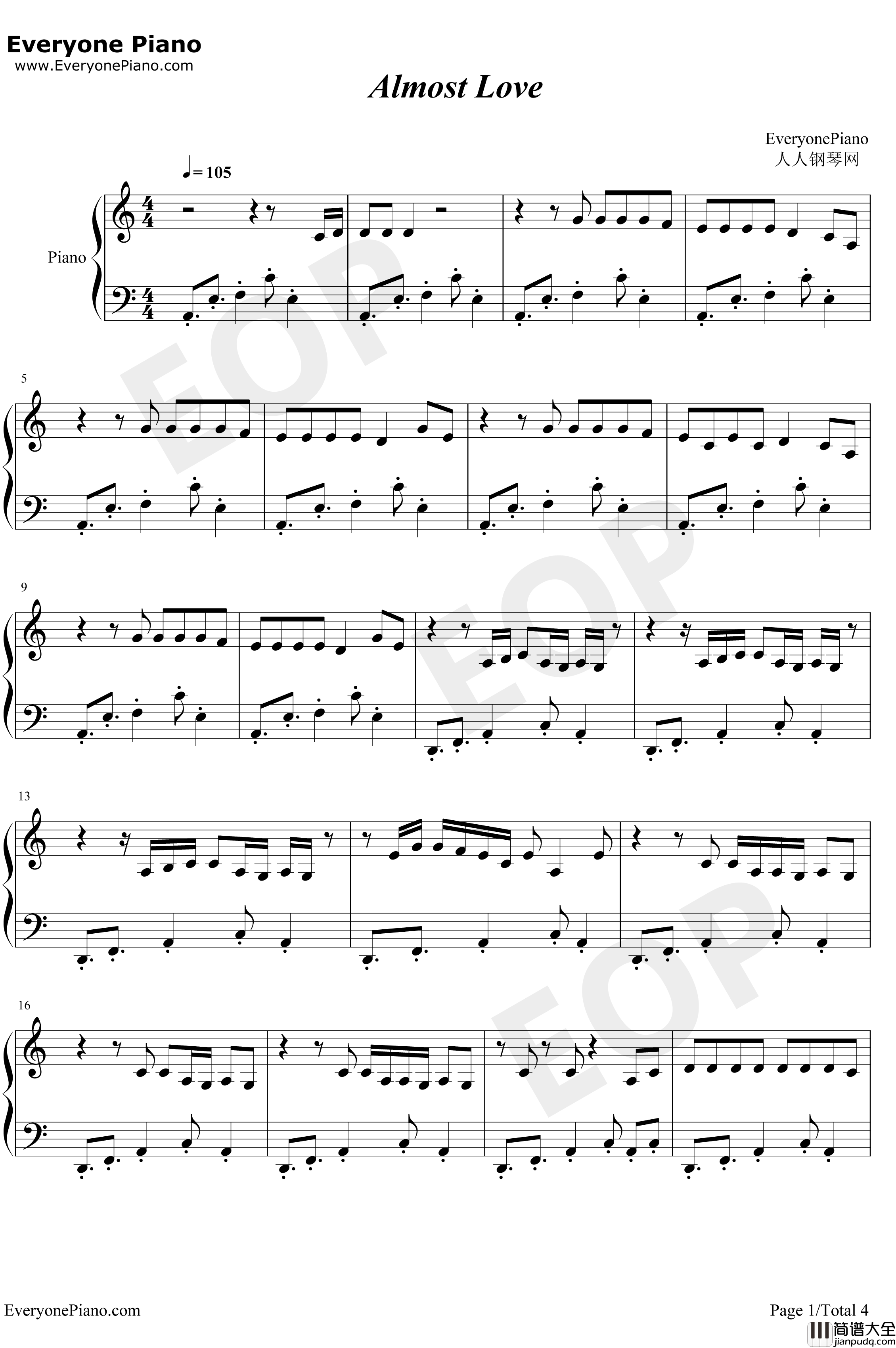 Almost_Love钢琴谱_SabrinaCarpenter