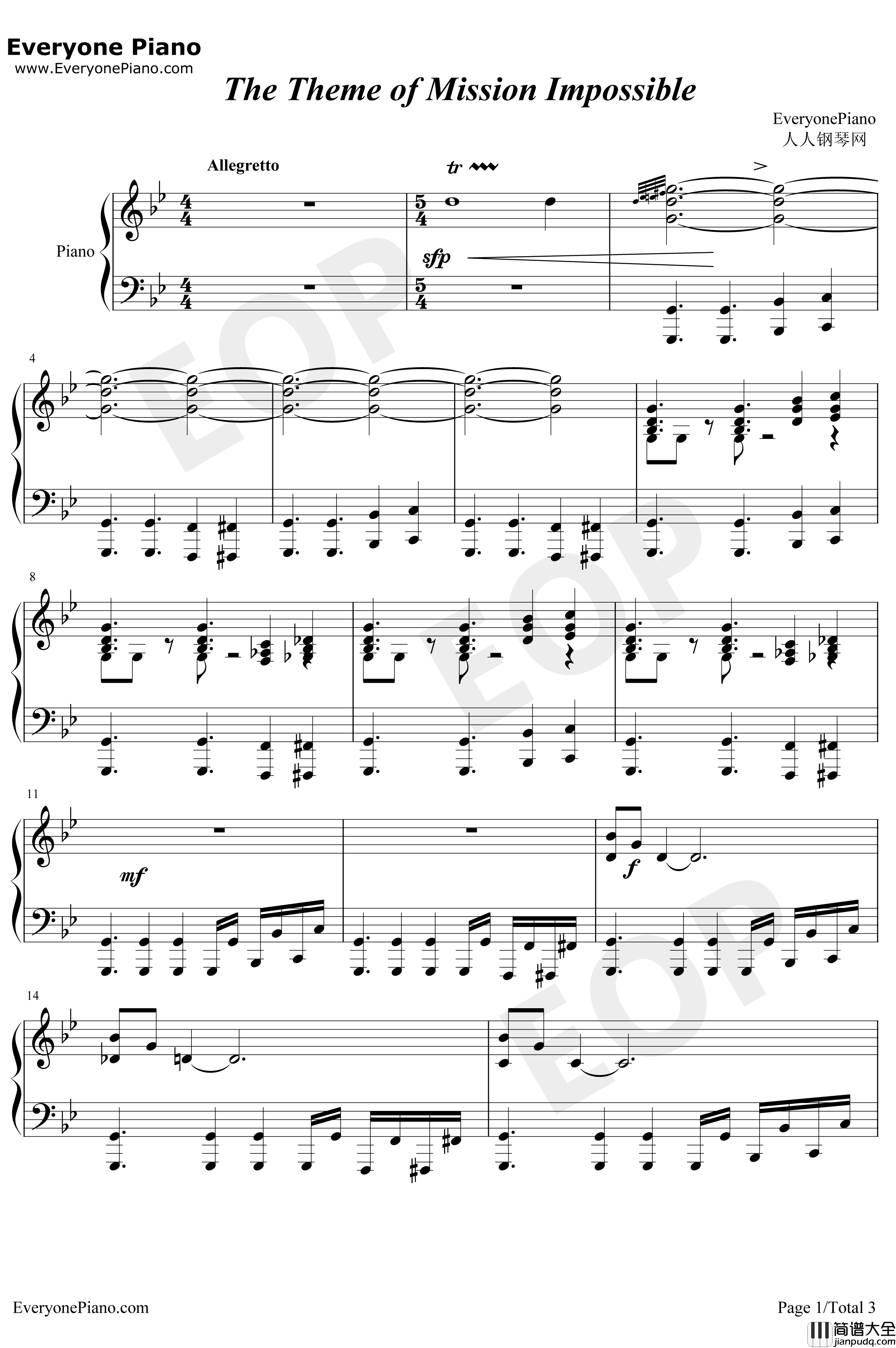 The_Theme_of_Mission_Impossible钢琴谱_LaloSchifrin_TheThemeofMissionImpossible