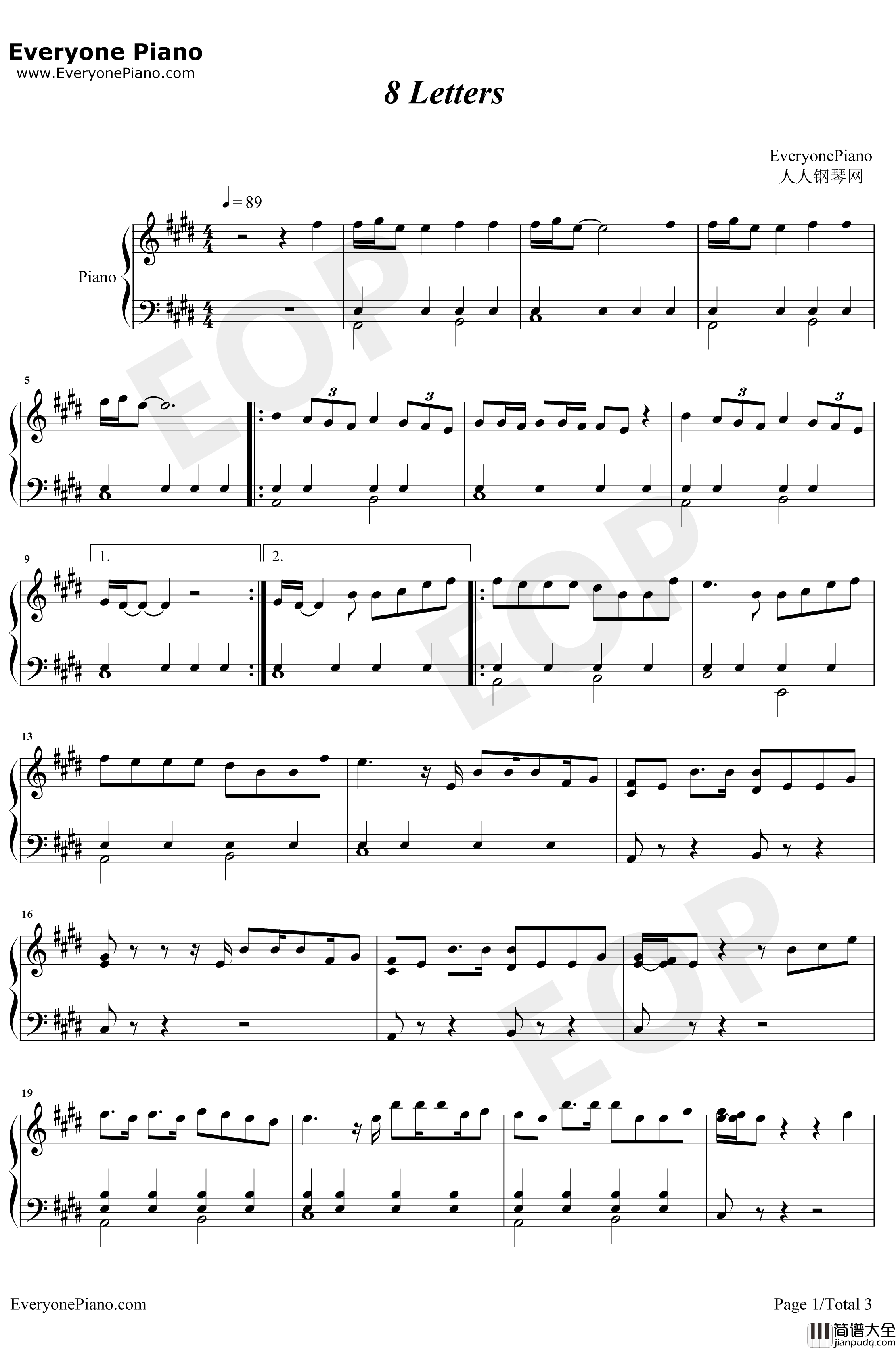 8Letters钢琴谱_WhyDon'tWe