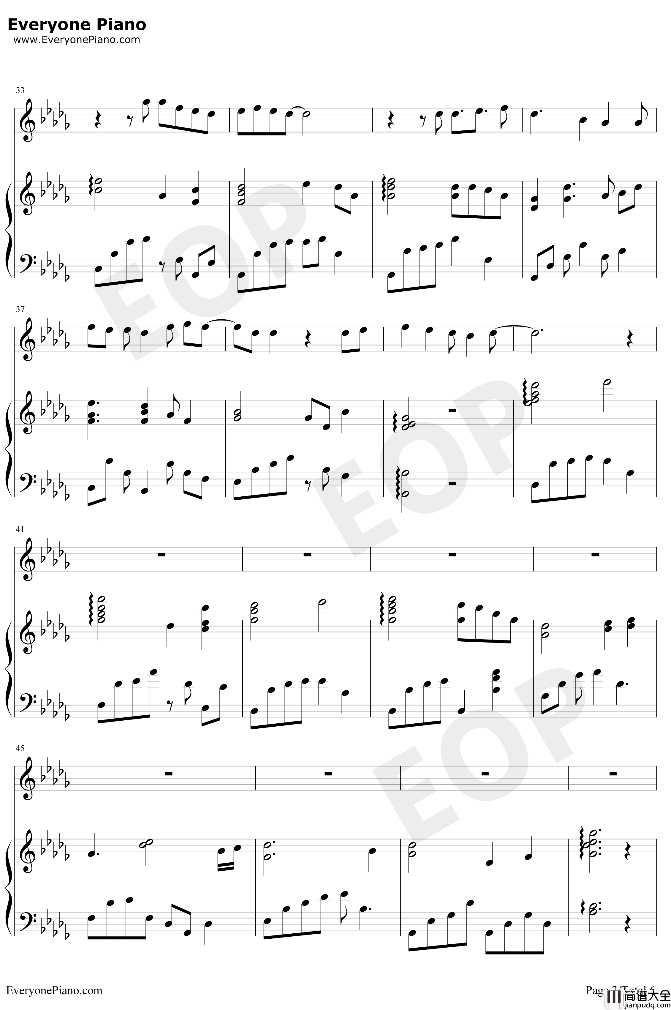 我没有办法不去爱你钢琴谱_金贵晟_新婚公寓插曲