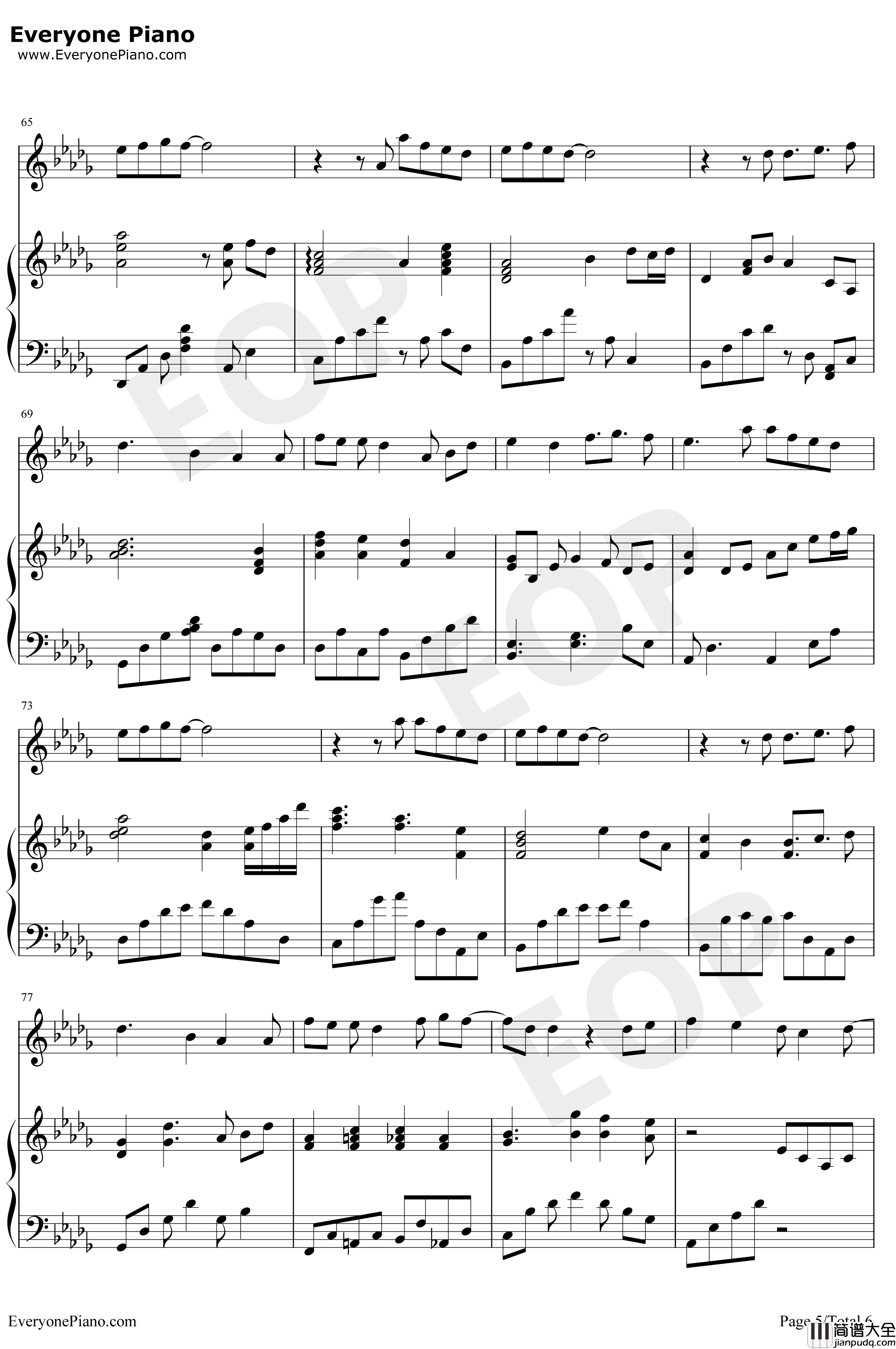 我没有办法不去爱你钢琴谱_金贵晟_新婚公寓插曲