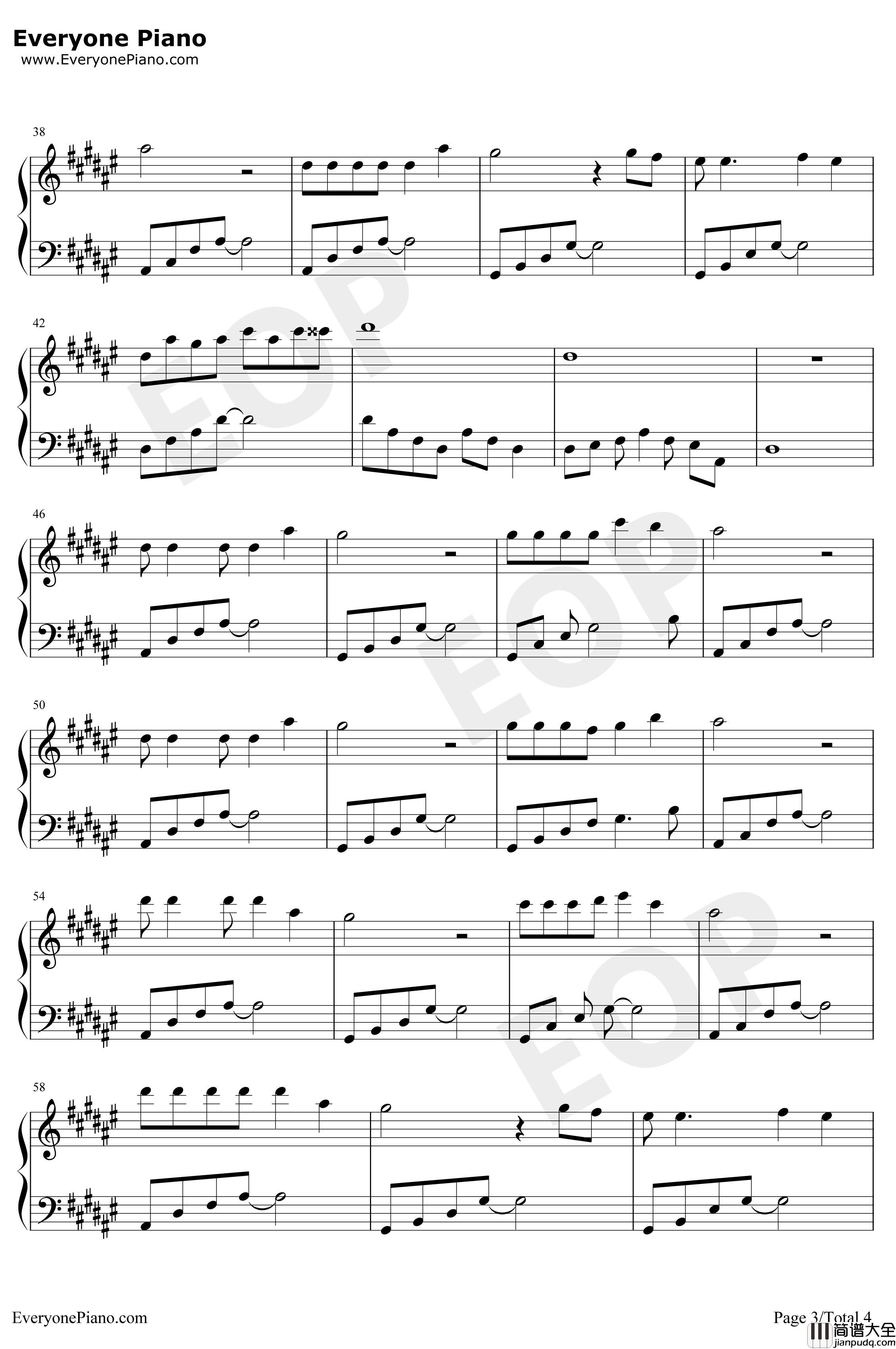 一万个舍不得钢琴谱_庄心妍_不要追问对与错毕竟我们深爱过