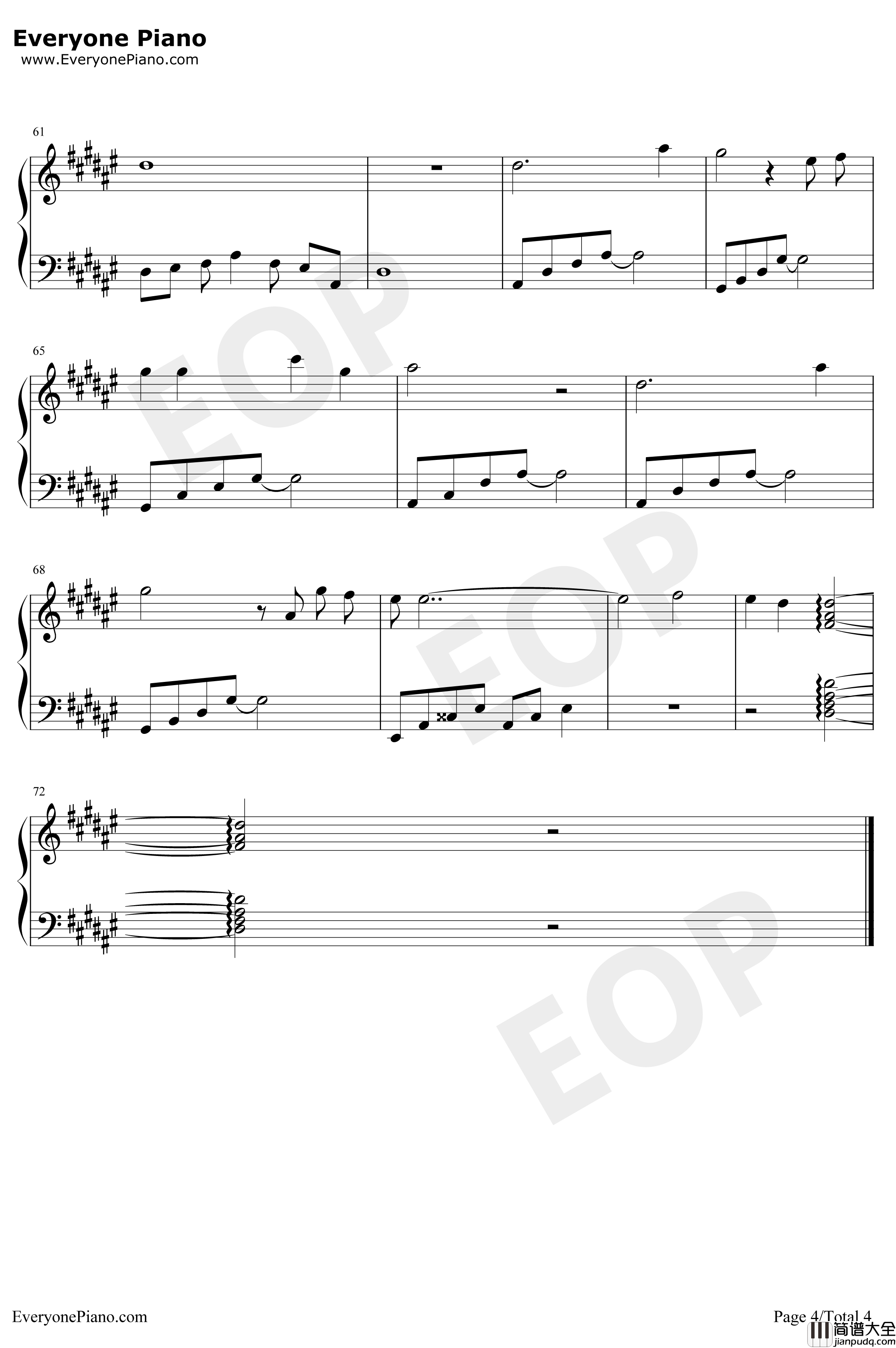 一万个舍不得钢琴谱_庄心妍_不要追问对与错毕竟我们深爱过