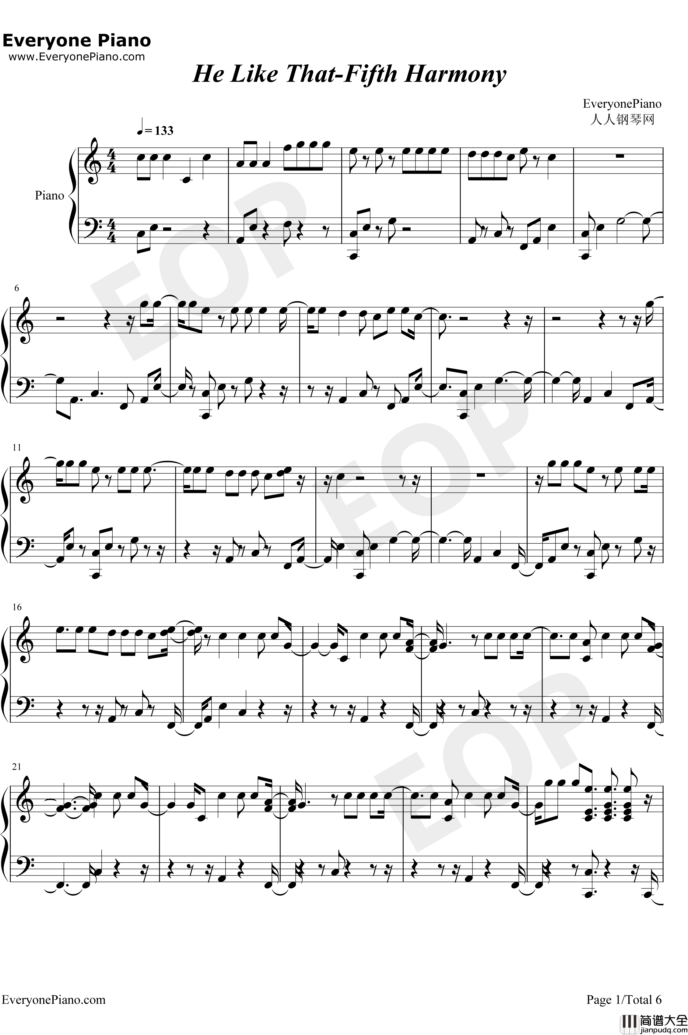 He_Like_That钢琴谱_FifthHarmony