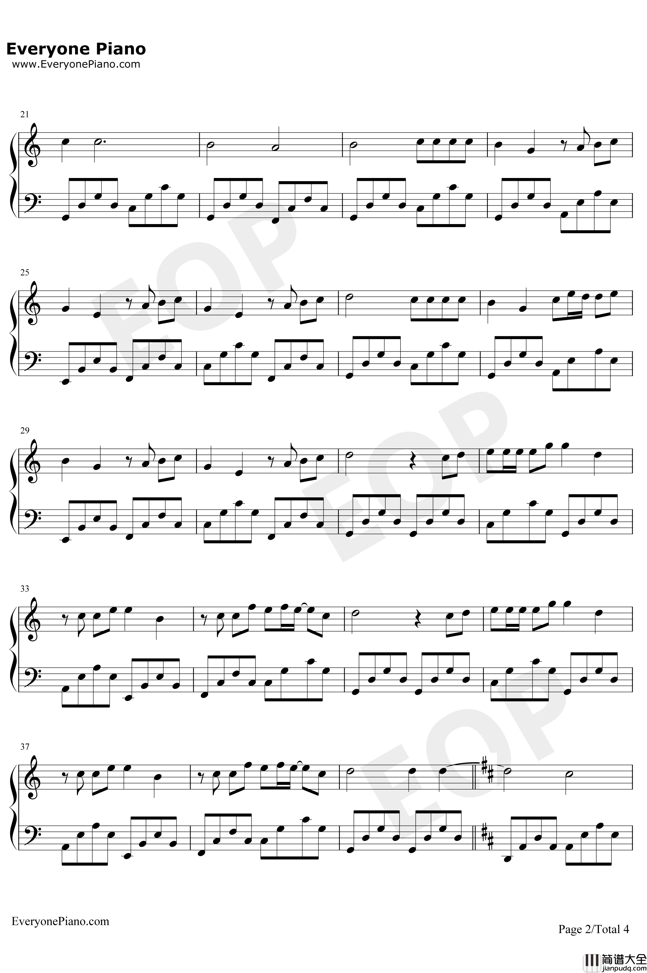 Beautiful_in_White钢琴谱_西域男孩Westlife